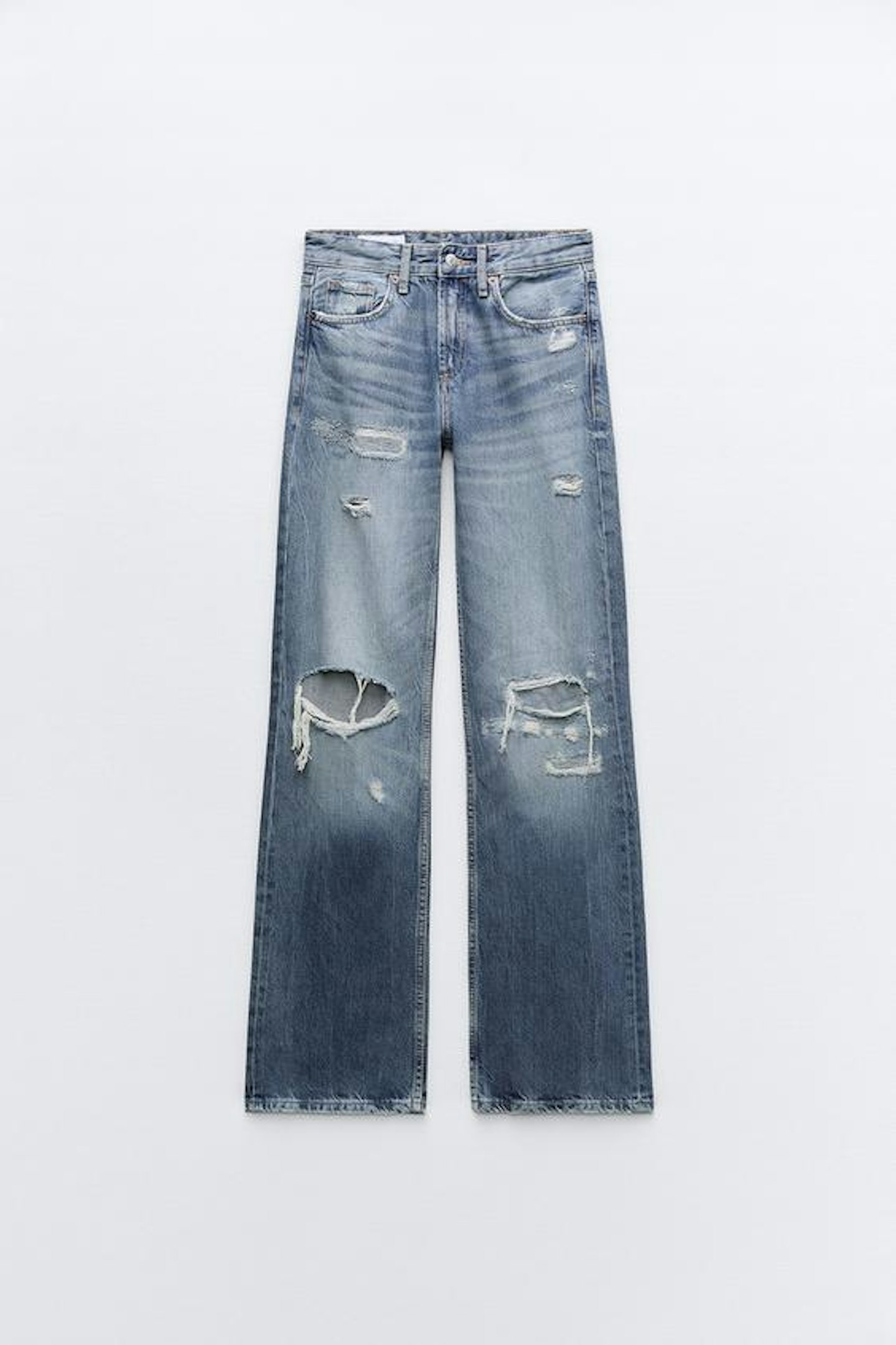 Zara, High Rise Ripped Jean