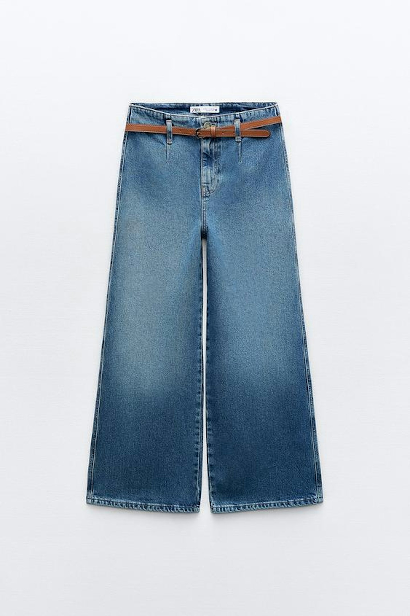 Zara, Wide Leg Belted Jeans