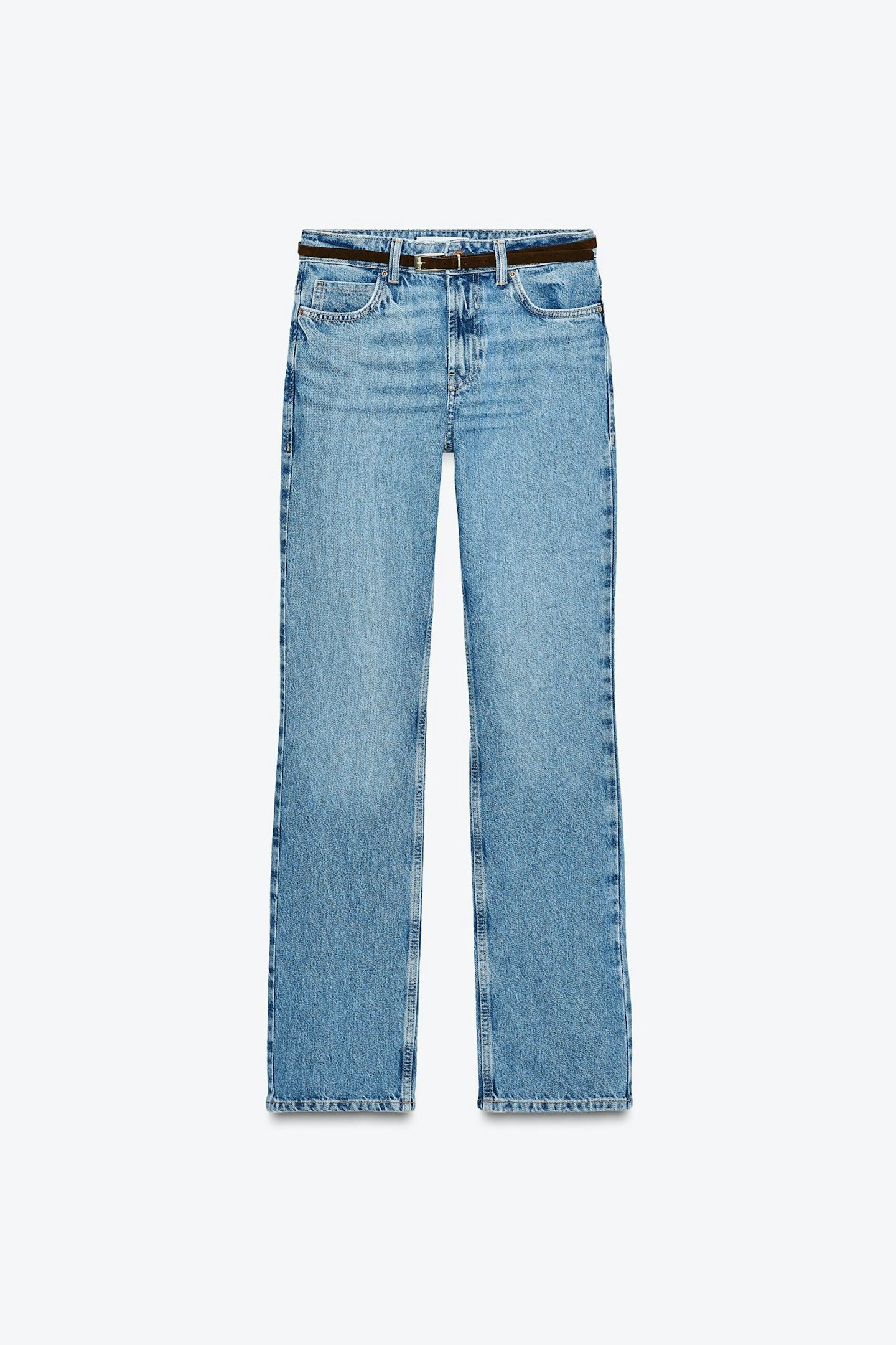Zara, 90s Straight High-Waist Belted Jeans