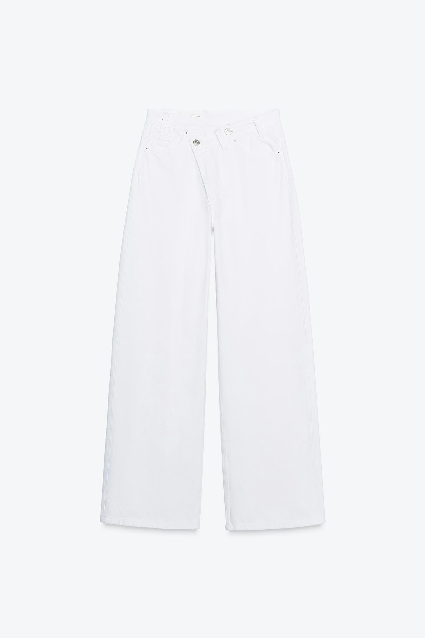 Wide-Leg Crossover Waist Jeans
