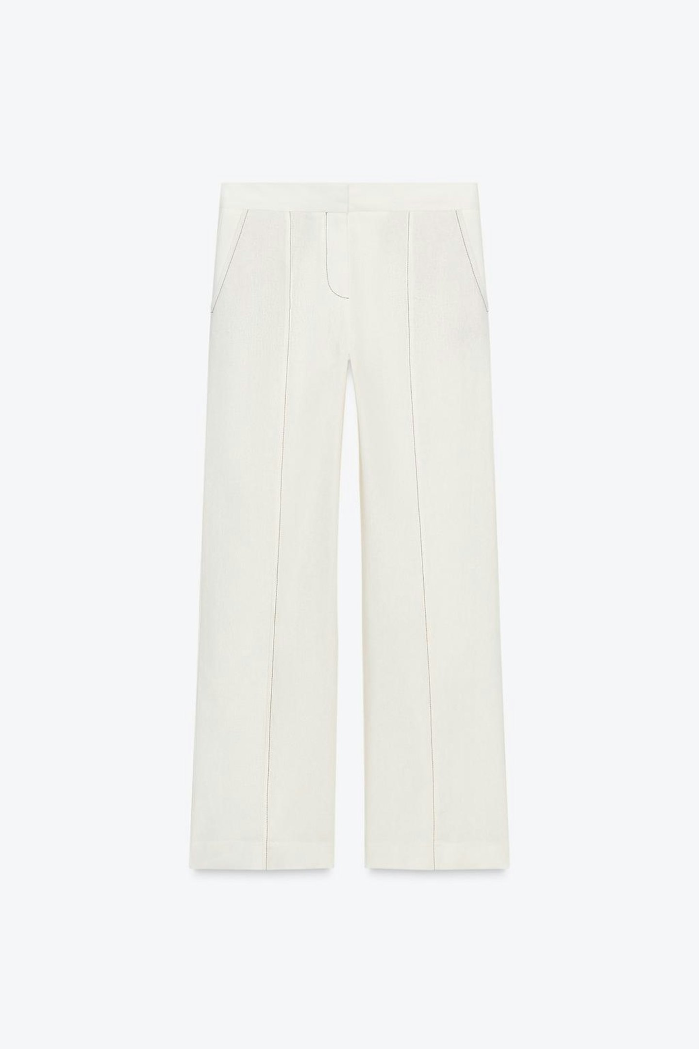 Zara, Linen Blend Straight-Leg Trousers