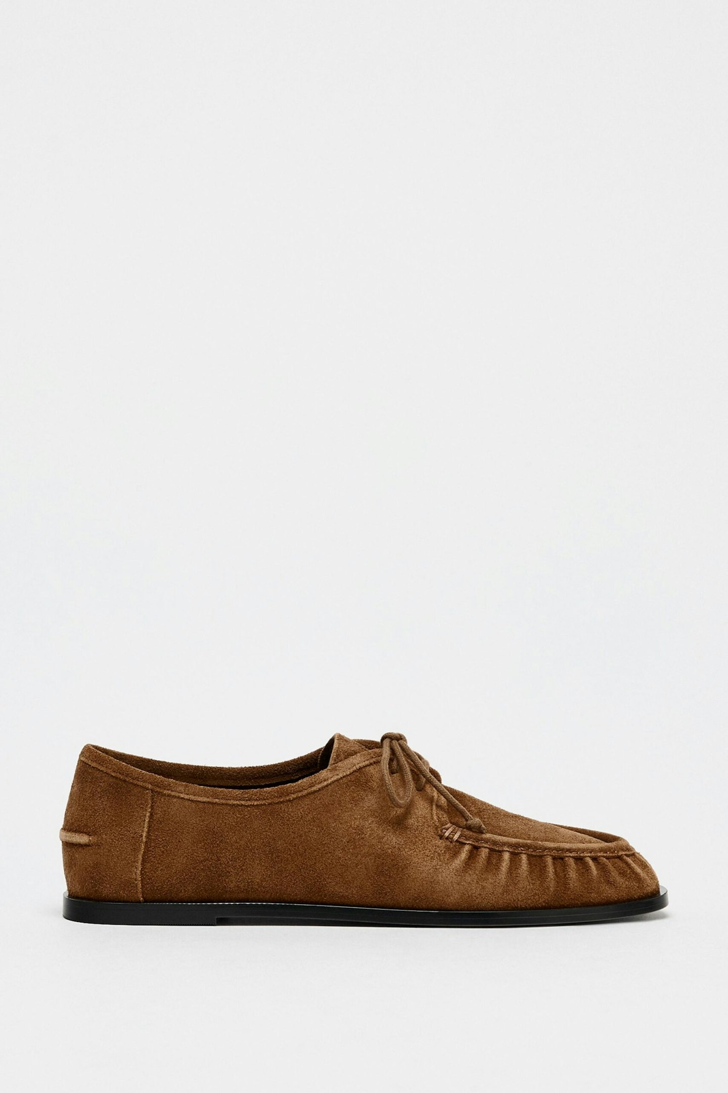 Zara, Soft Split Suede Lace-Up Moccasins