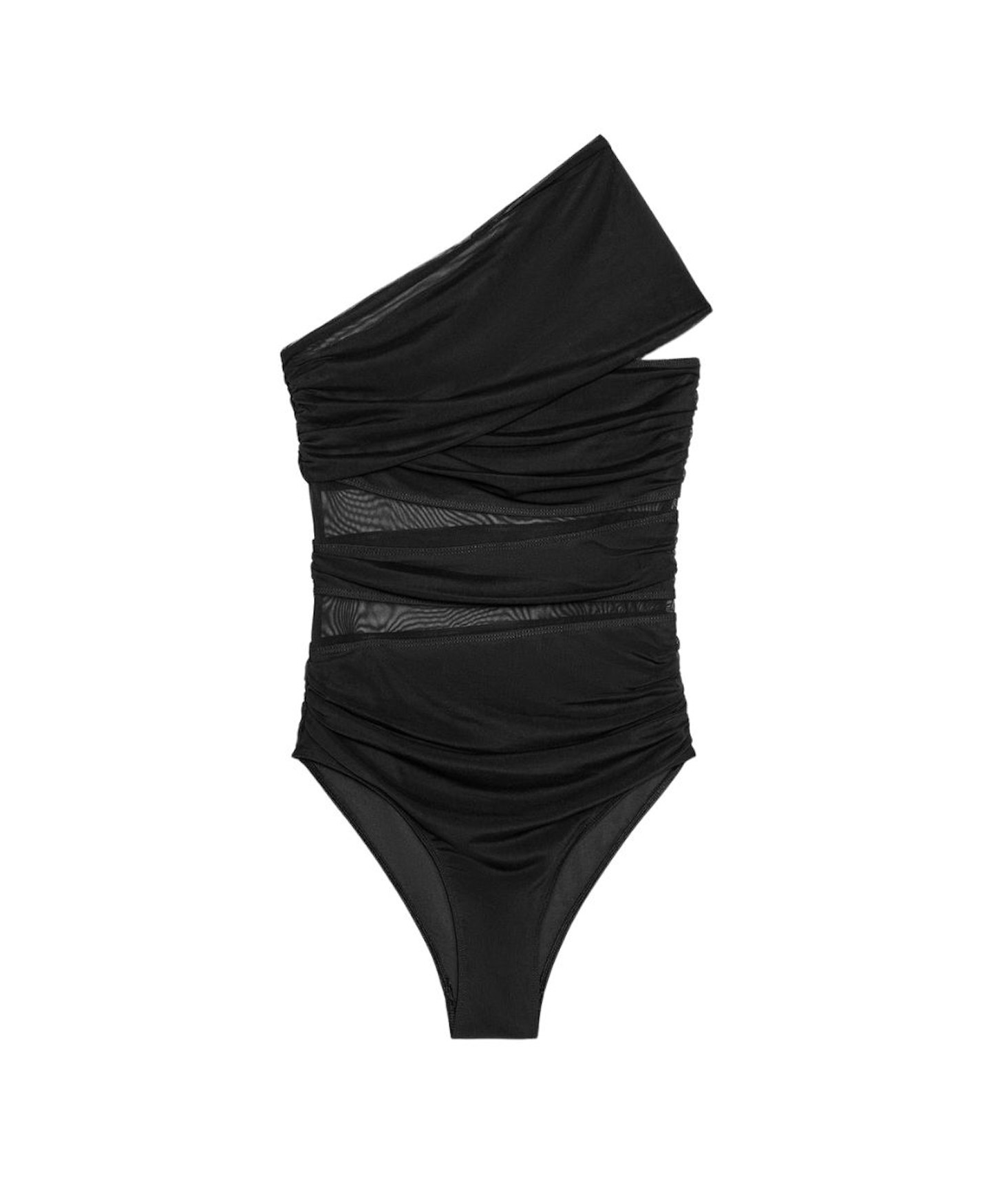 Asymmetric Tulle Cut-Out Swimsuit