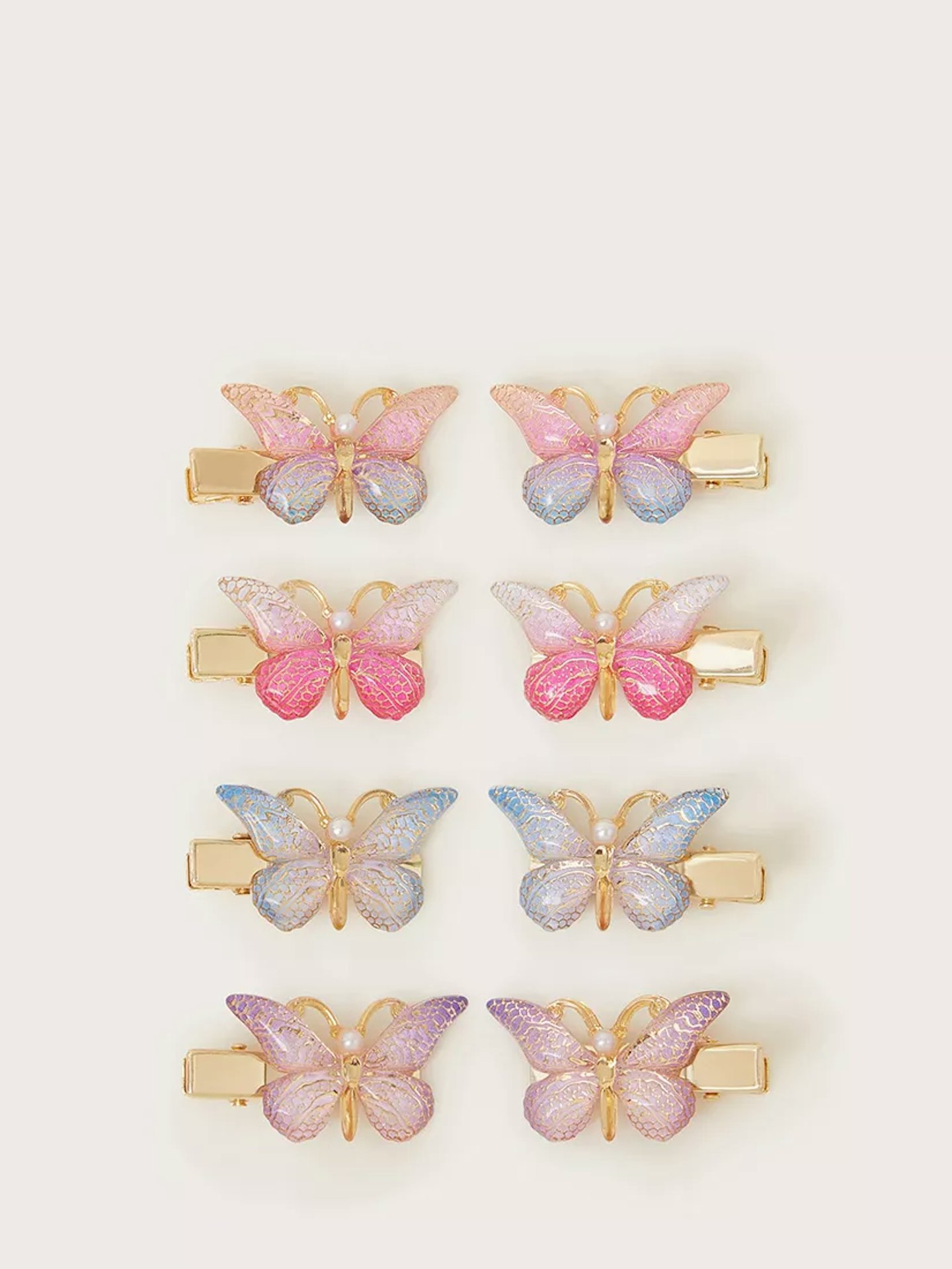 Monsoon, Kids' Butterfly Hair Clips, Pack of 8, Multi