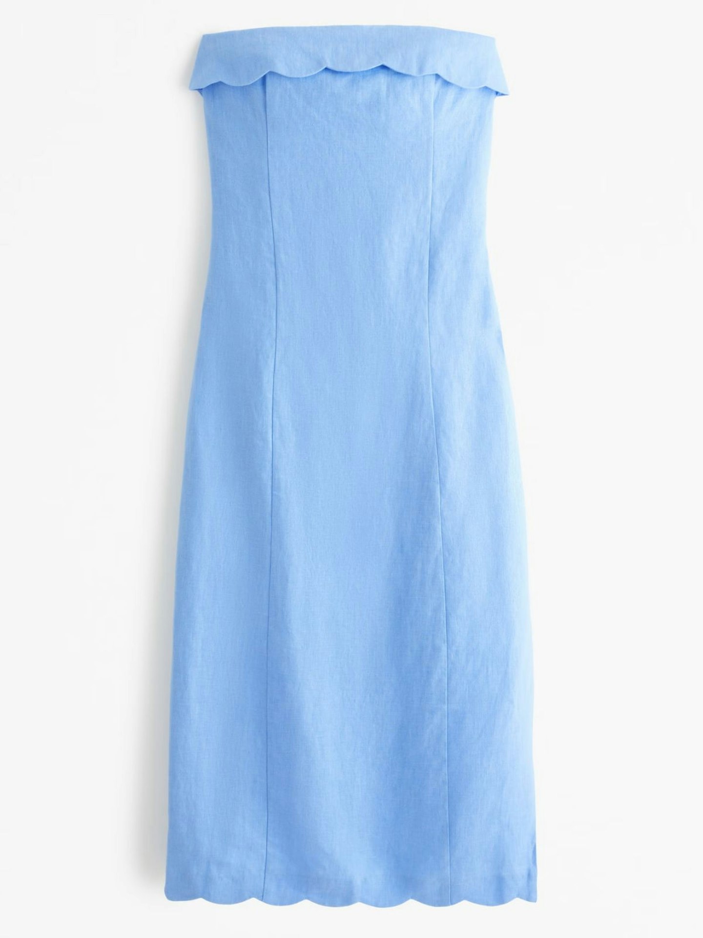 Abercrombie & Fitch, Premium Linen Scalloped Midi Dress