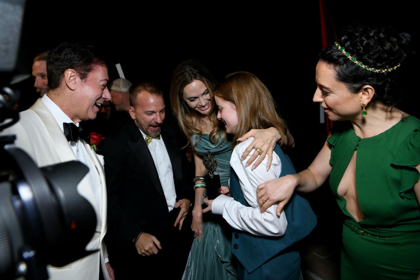 Angelina Jolie, Vivienne Jolie and The Outsiders' director Danya Taymor attend The 77th Annual Tony Awards