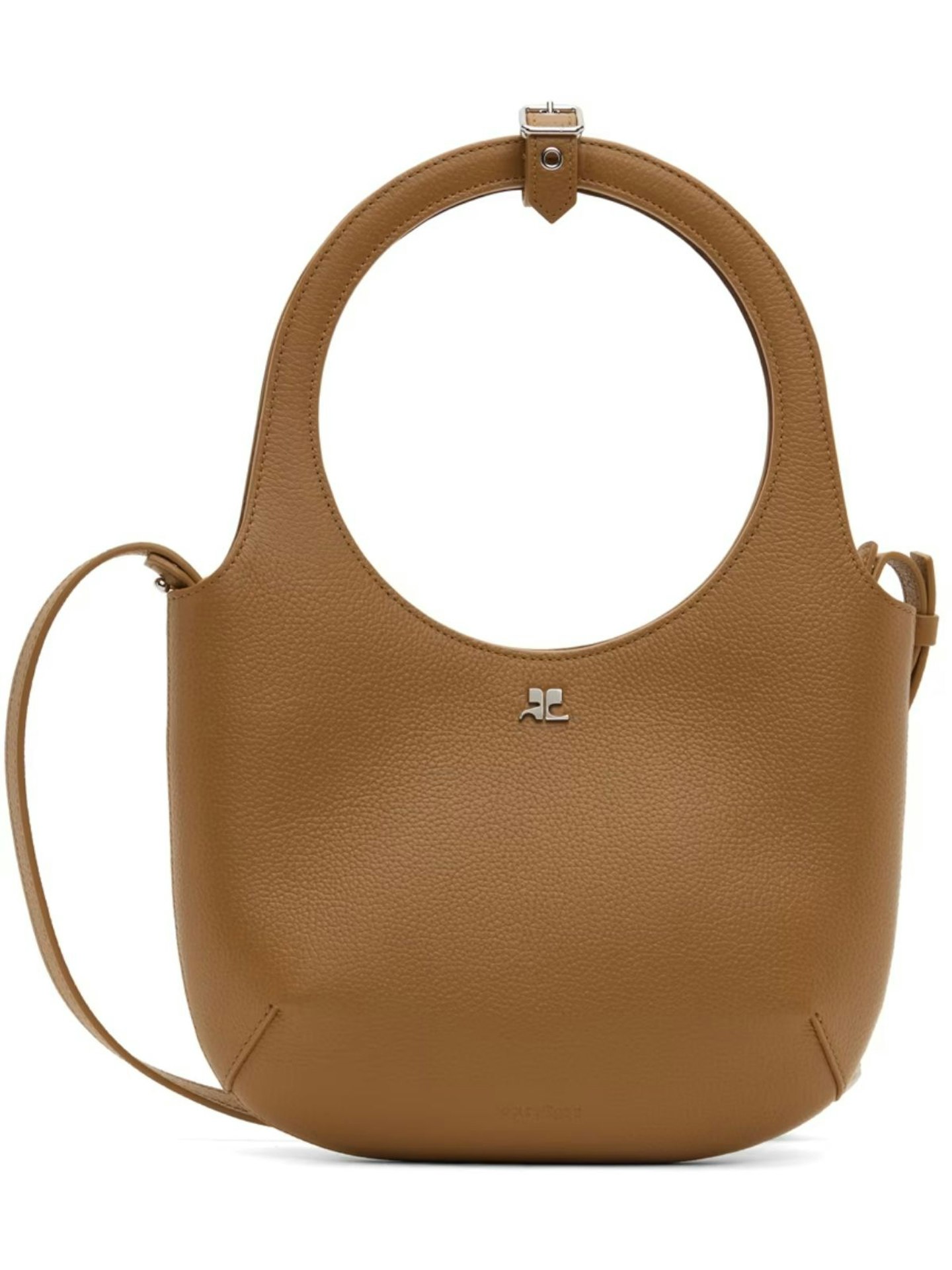 COURRÈGES Brown Holy Grained Leather Bag