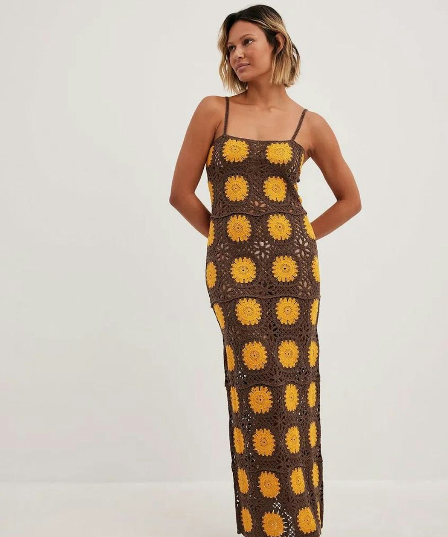 NA-KD Crochet Knitted Thin Strap Maxi Dress