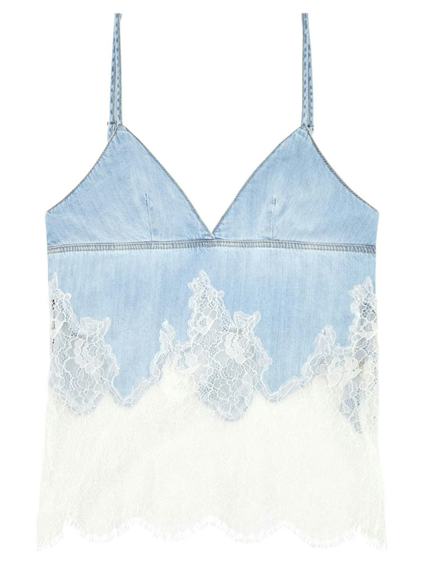 Diesel De-Mony-S Strappy Top In Denim And Lace