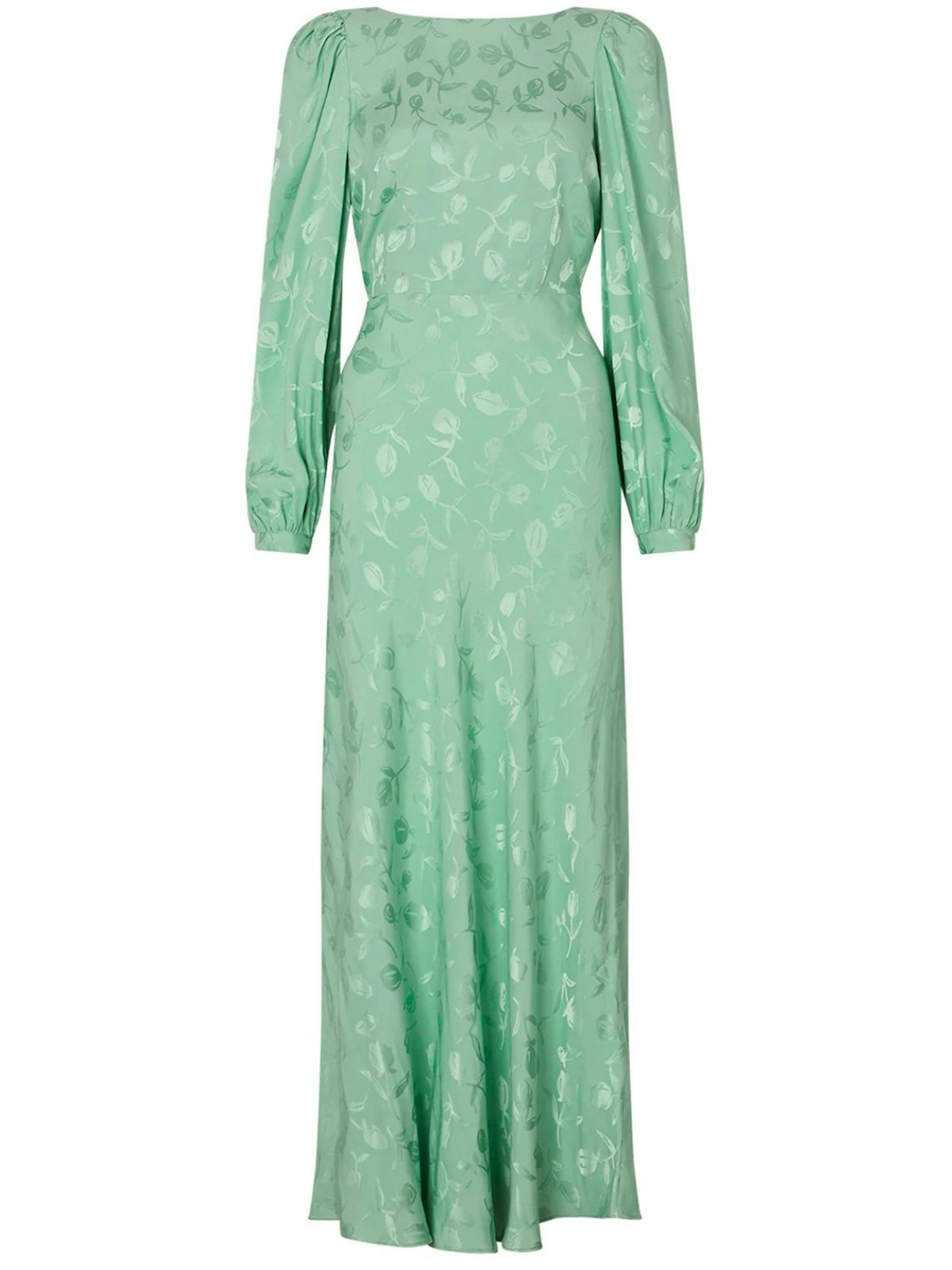 KITRI Megan Pistachio Tulip Jacquard Maxi Dress