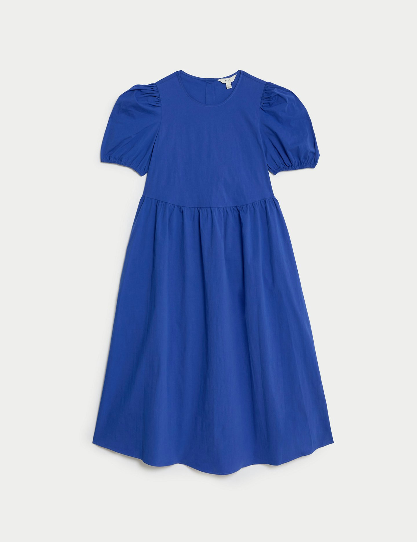 M&S, Cotton Rich Puff Sleeve Midi Column Dress