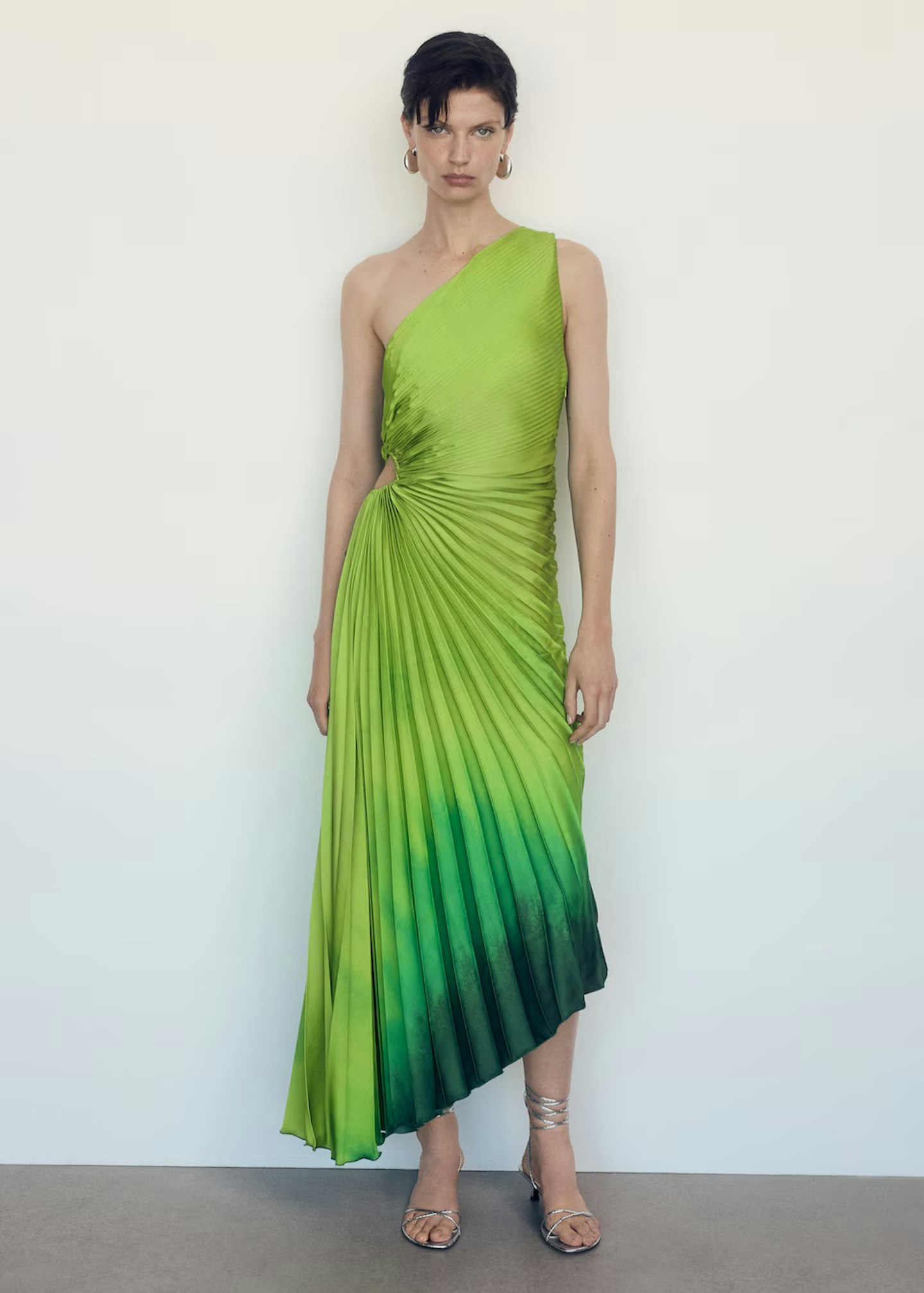 MANGO Asymmetrical Pleated Dress