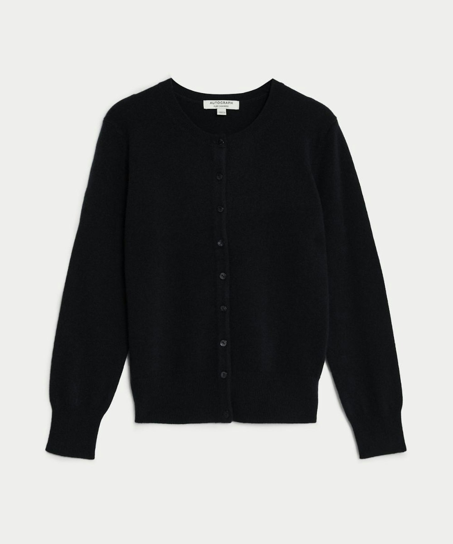 Autograph Pure Cashmere Crew Neck Cardigan, Black