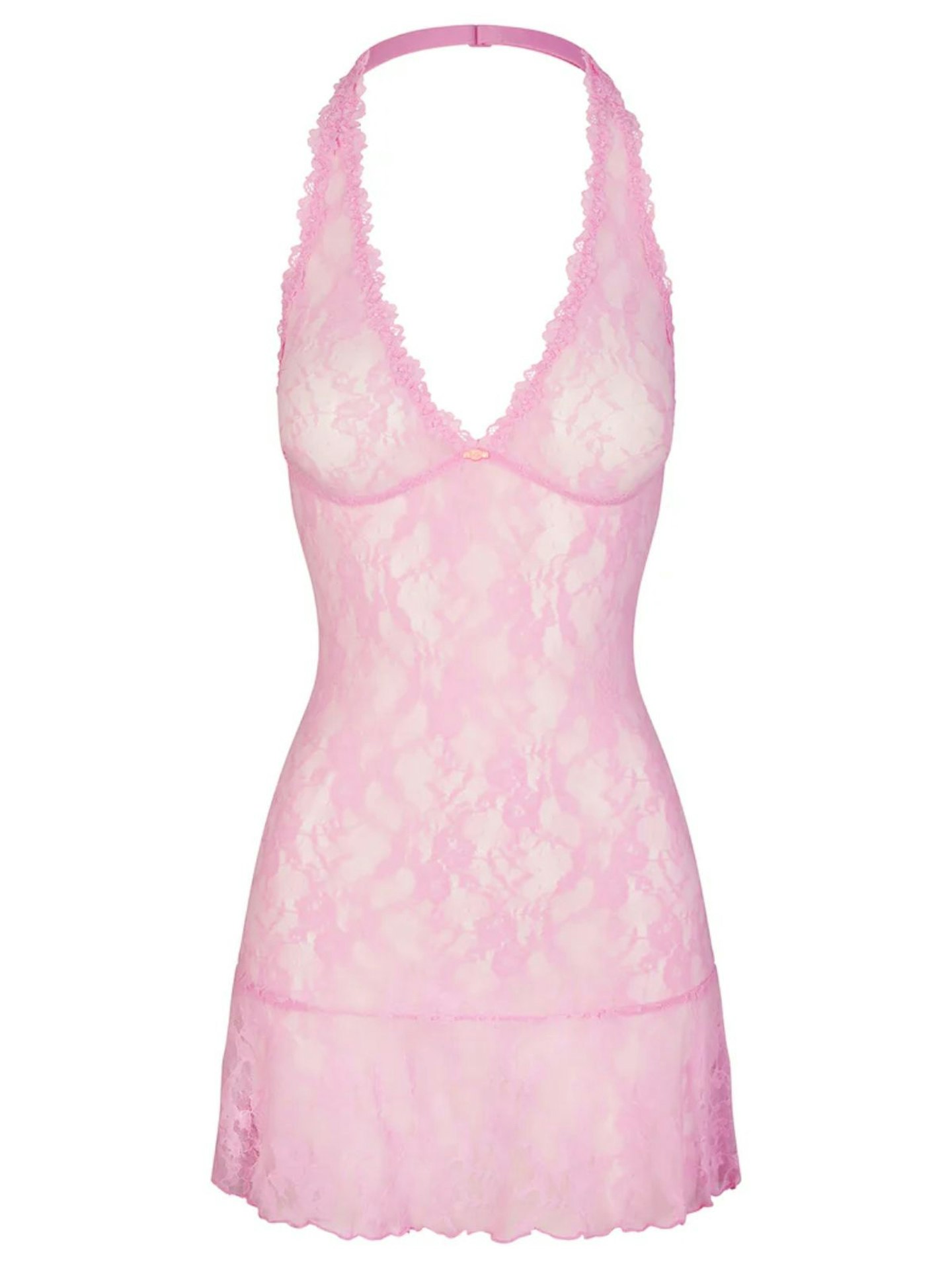 SKIMS Stretch Lace Halter Mini Dress