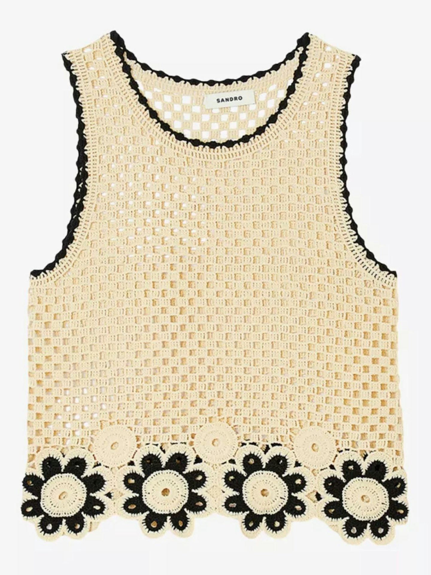 Sandro Flower-Motif Crochet Knitted Top