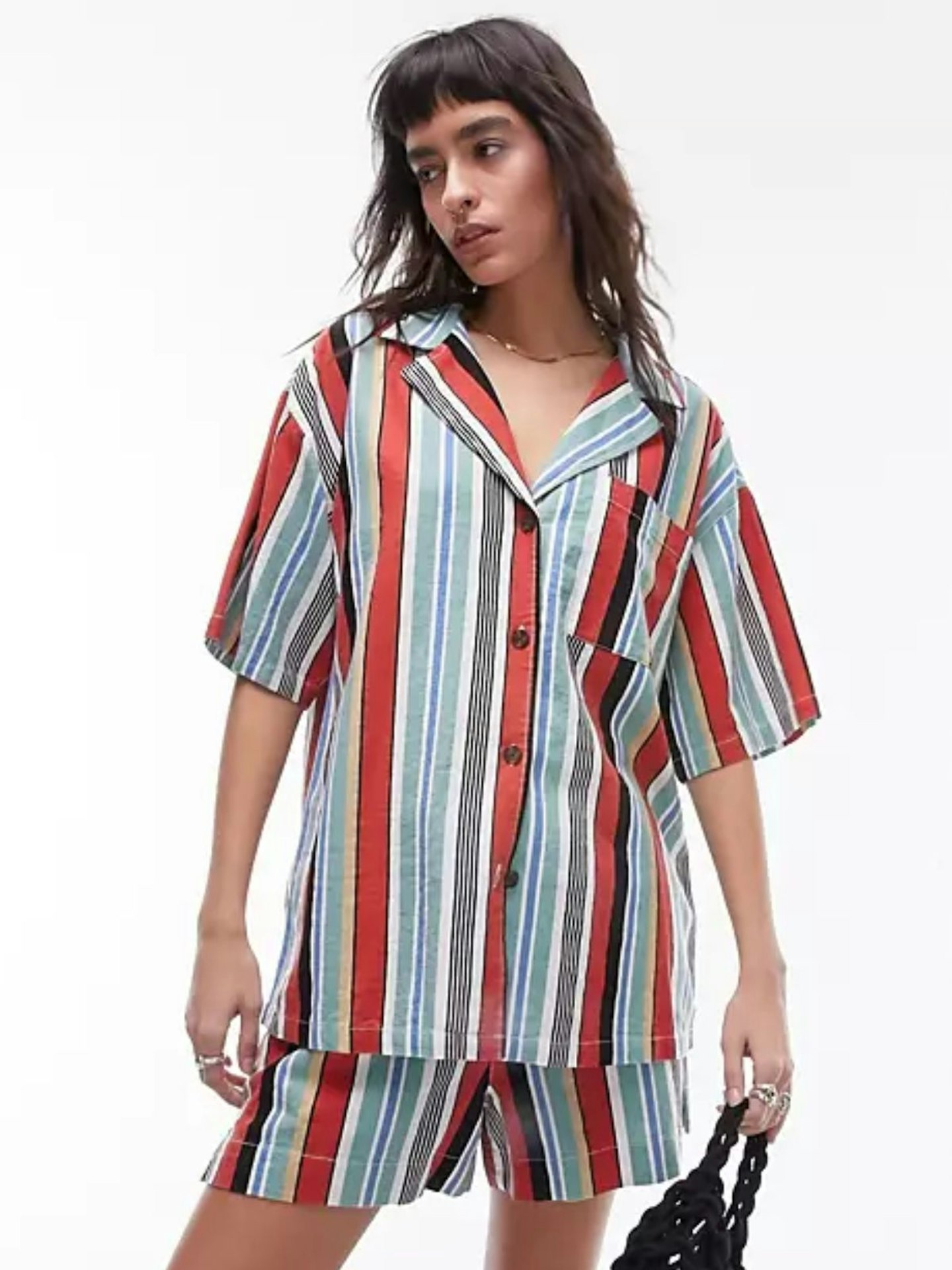 Topshop Co Ord Stripe Linen Shirt