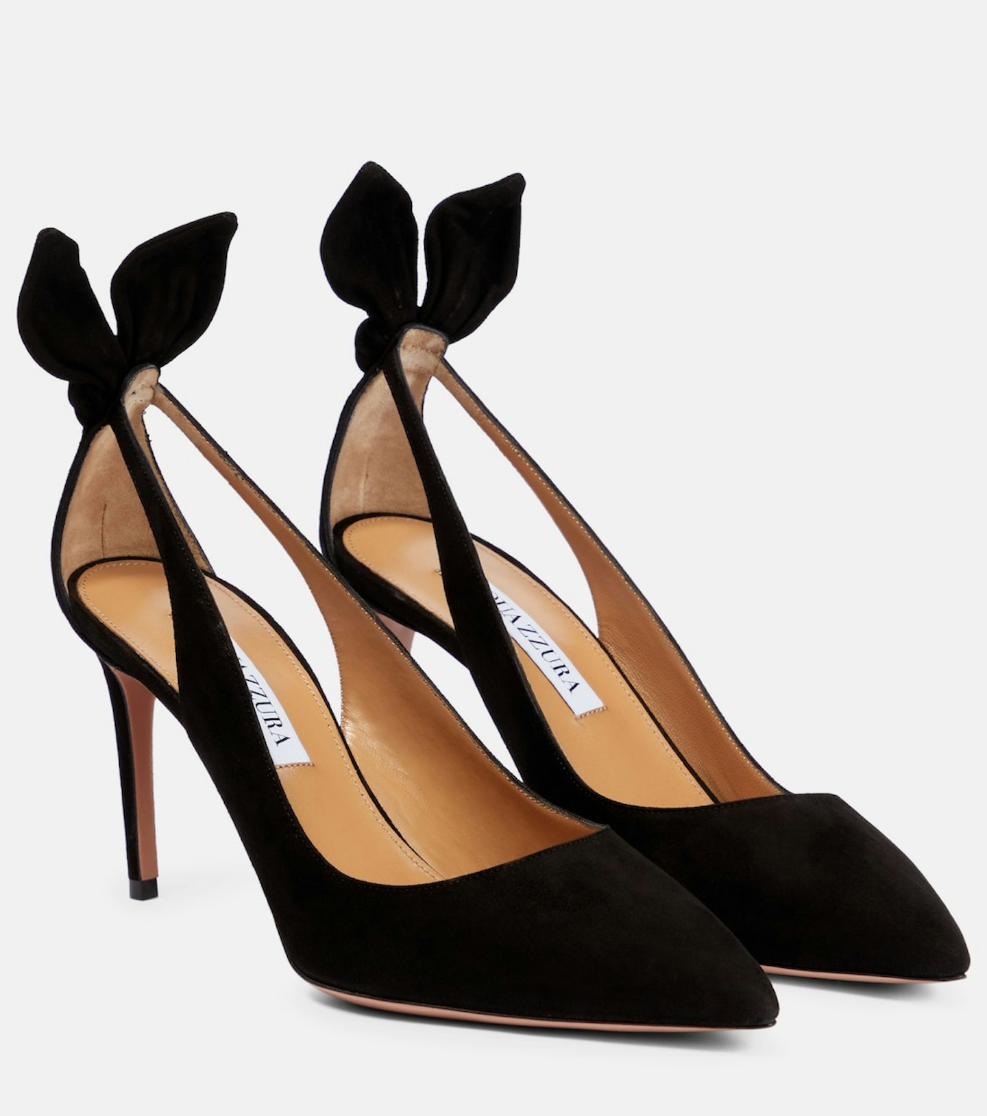 Aquazzura, Bow Tie 85 Suede Pumps