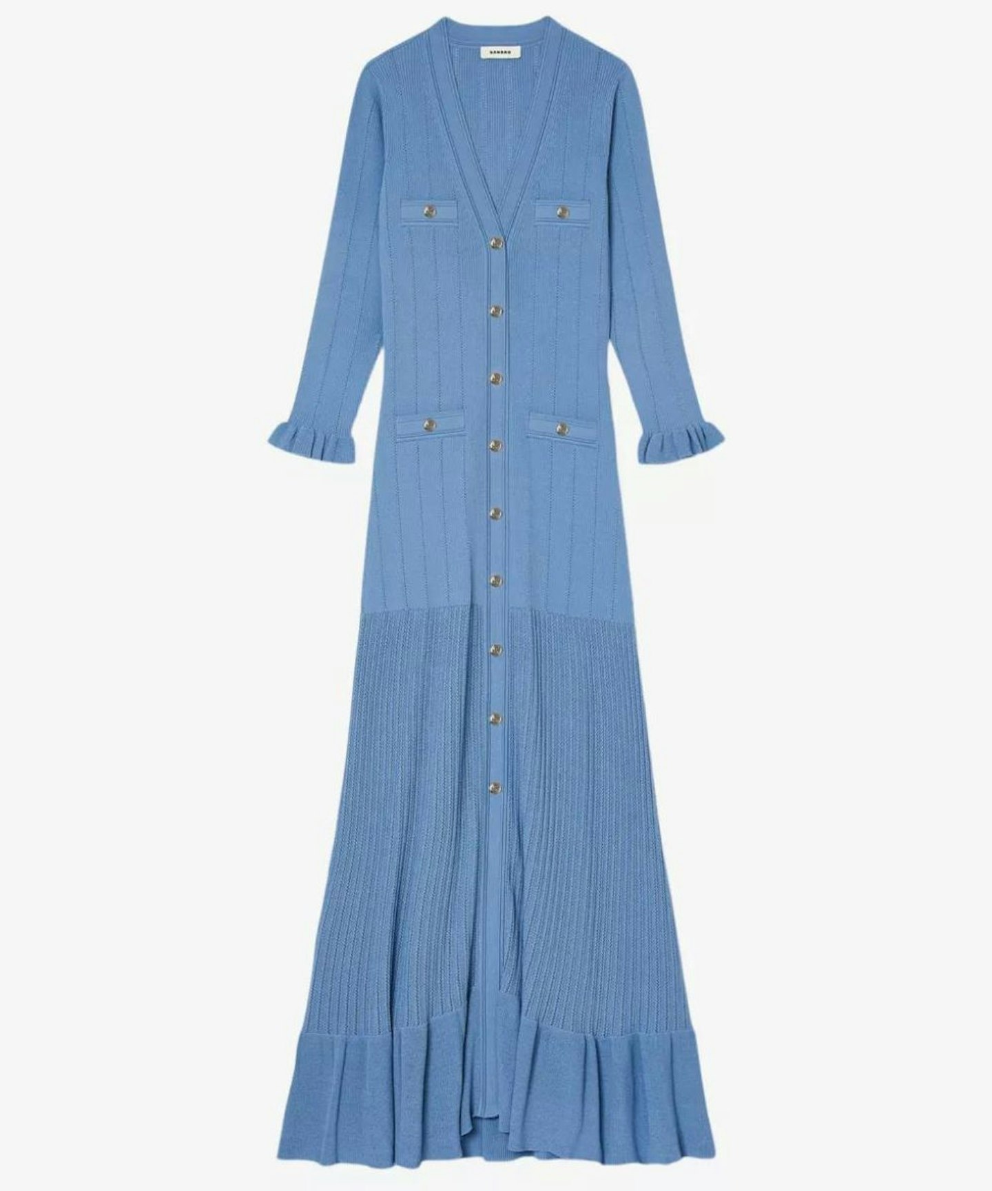 Sandro, Button-Up Stretch-Knit Midi Dress