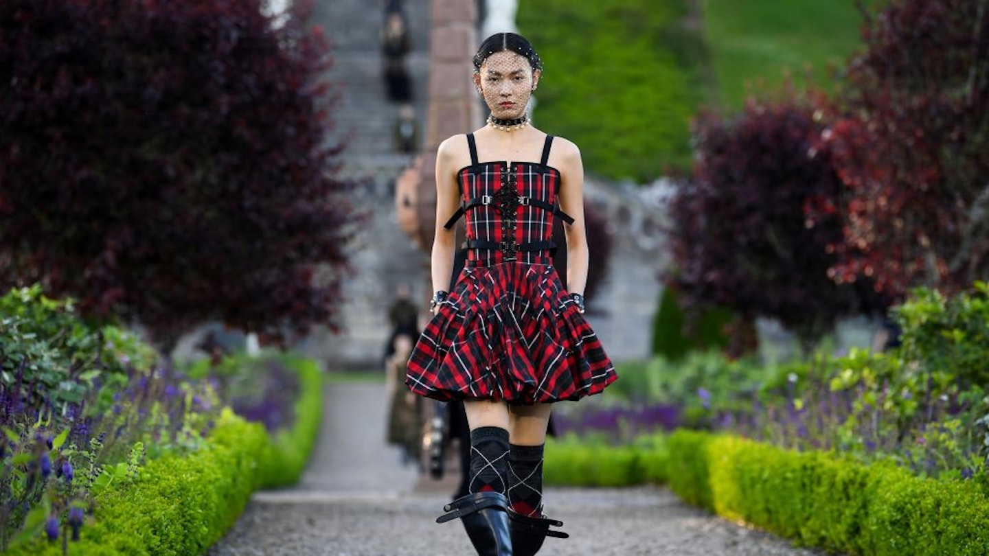dior red plaid dress CHRISTIAN DIOR plaid flannel cotton nightgown Red Plaid petite S/M NEW