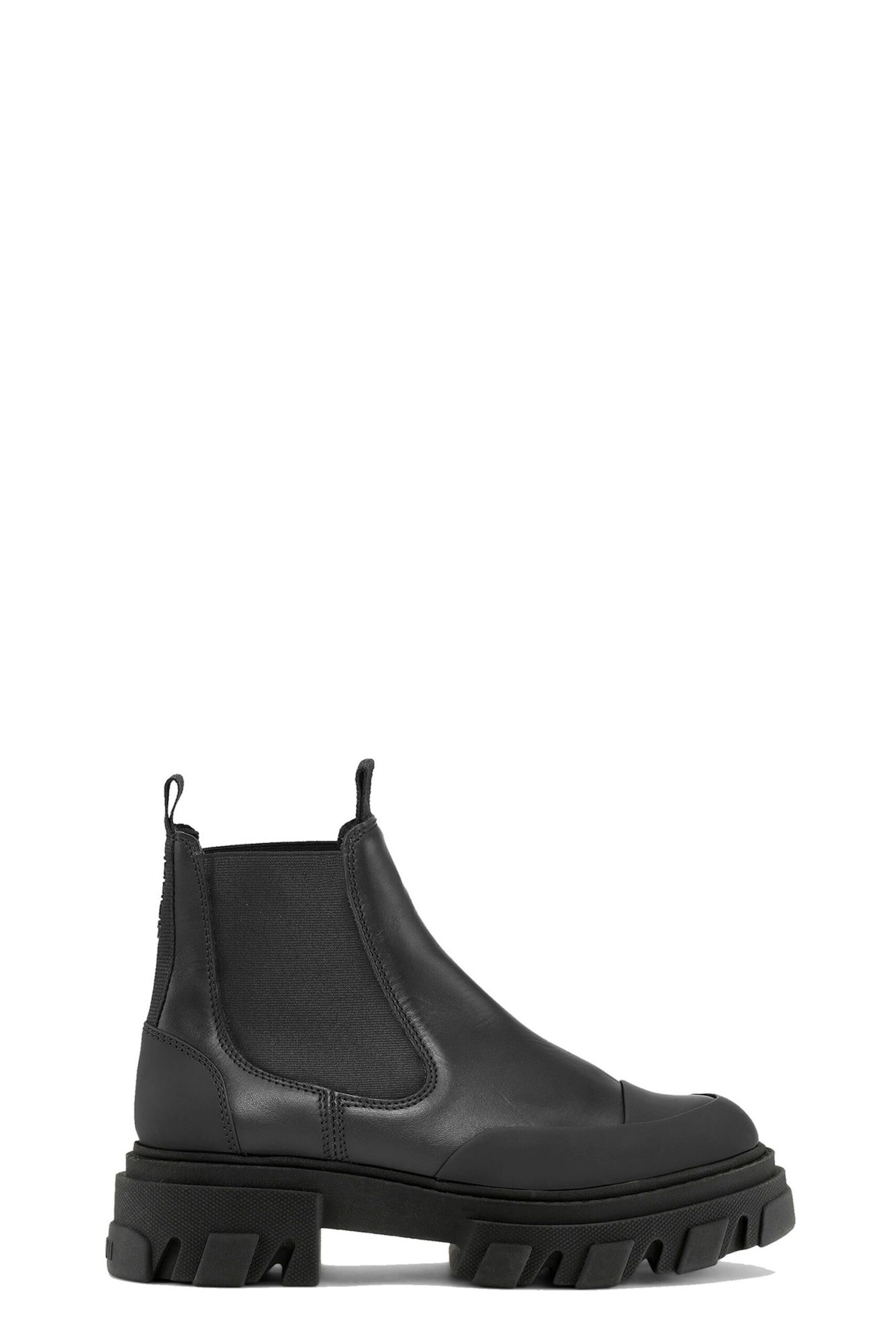 Ganni, Black Stitch-Cleated Low Chelsea Boots