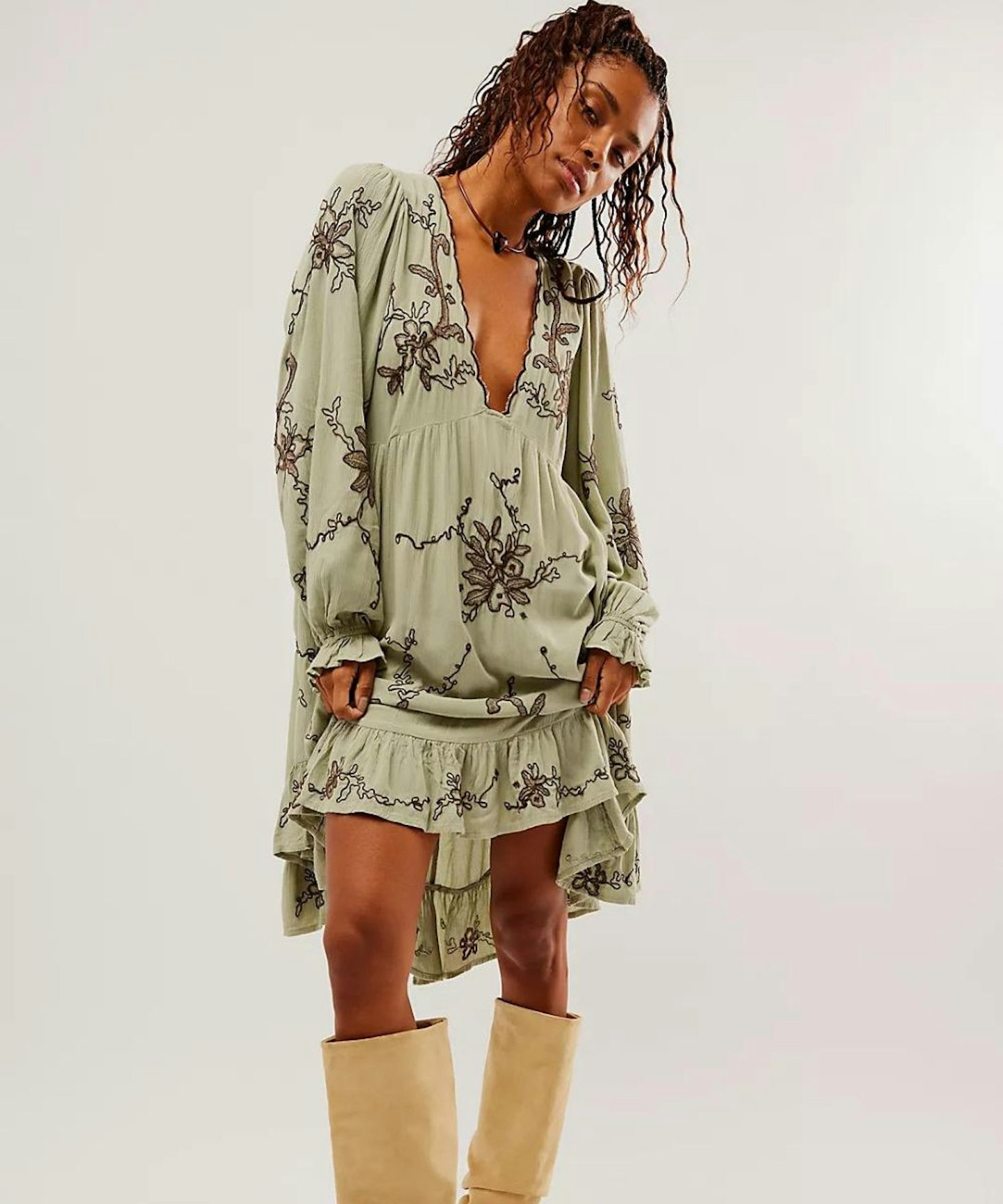 Free People Estella Embroidered Mini Dress