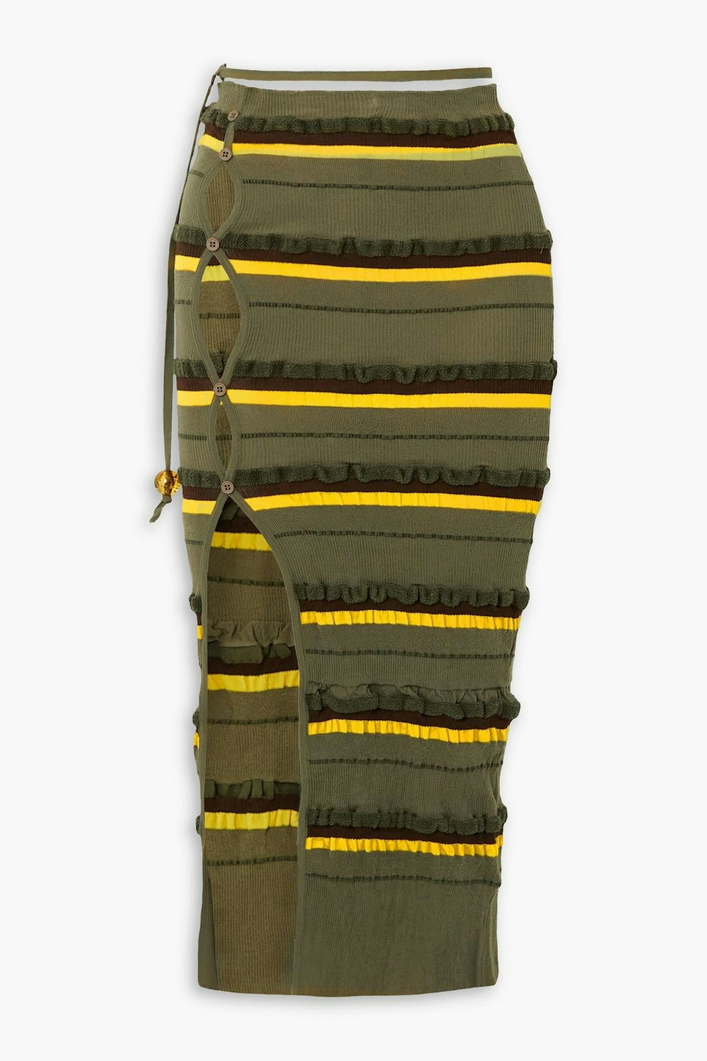 Jacquemus, Concha Cut-Out Striped Seersucker Midi Skirt