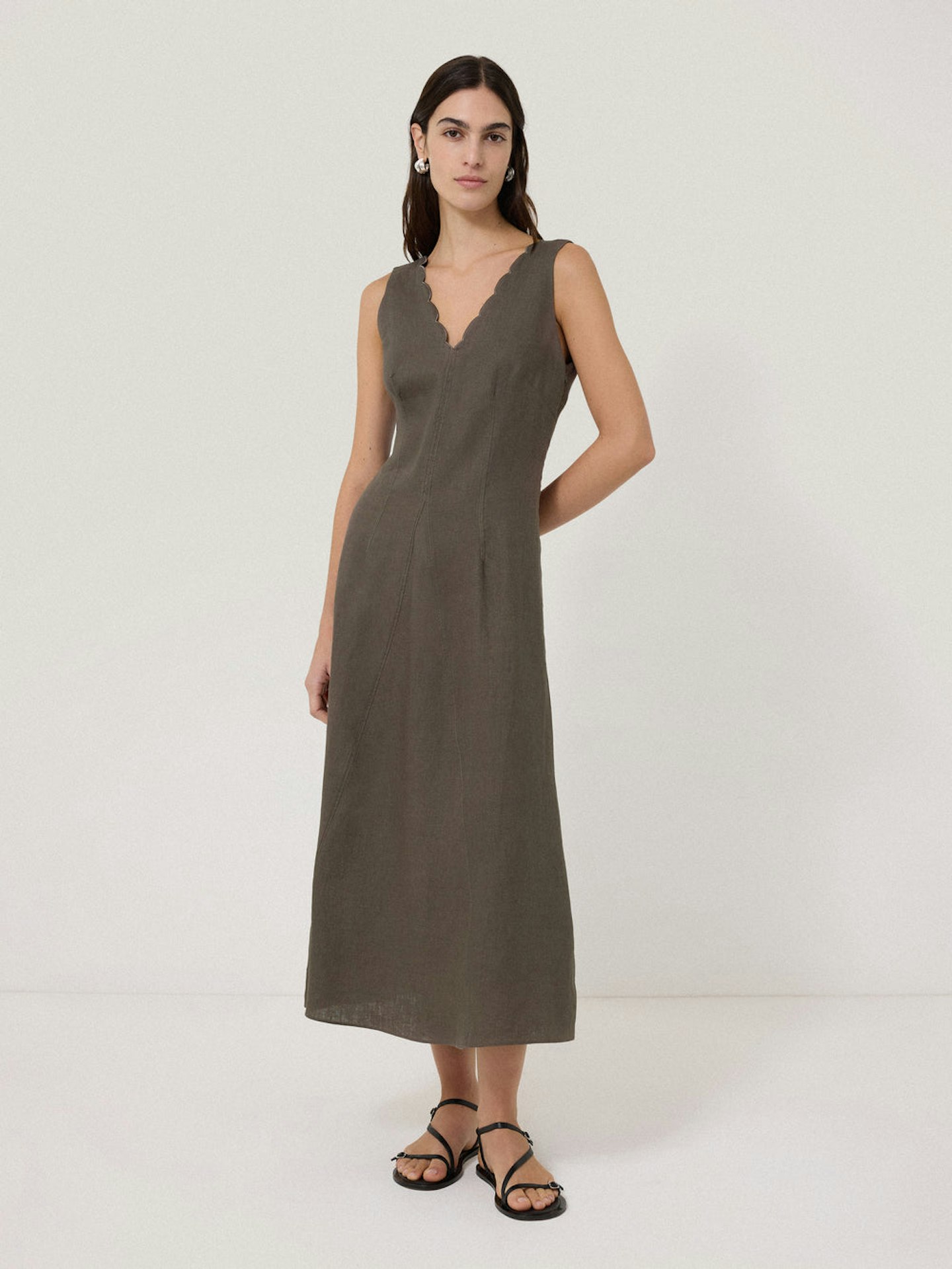 Jigsaw, Scallop Detail Linen Dress
