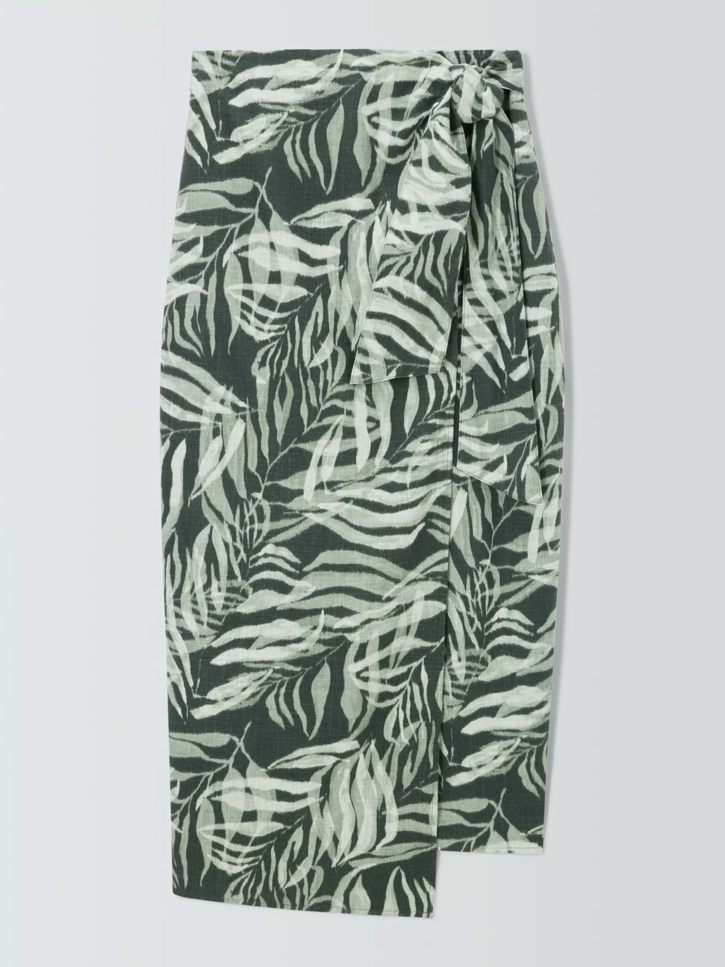 John Lewis, Rio Palm Print Linen-Blend Skirt