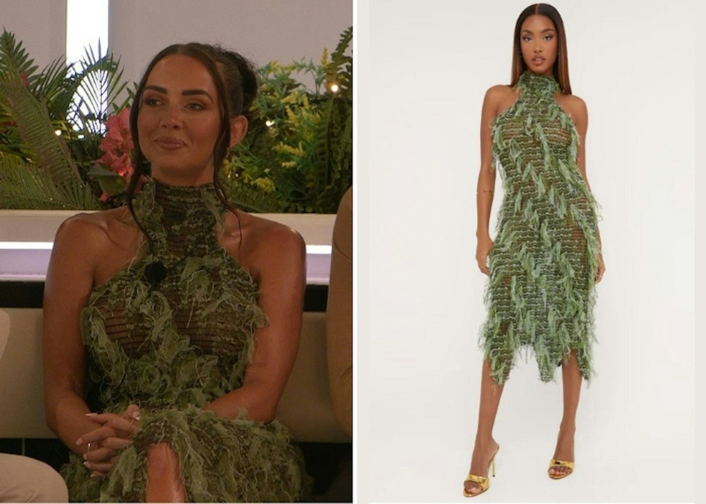 Jess White's Green Textured Halter Dress