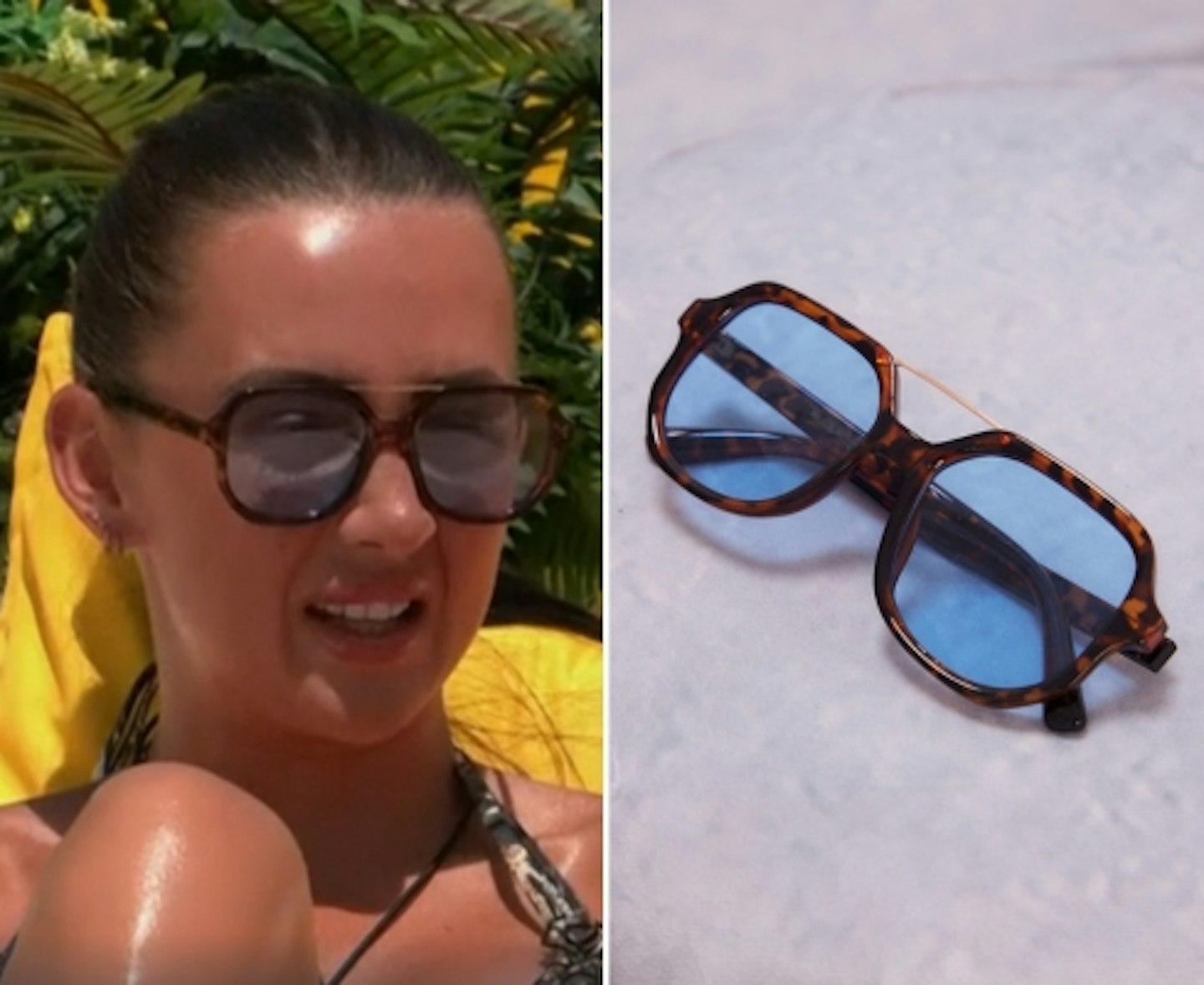 Jess White's PrettyLittleThing Tortoiseshell Blue Lens Sunglasses