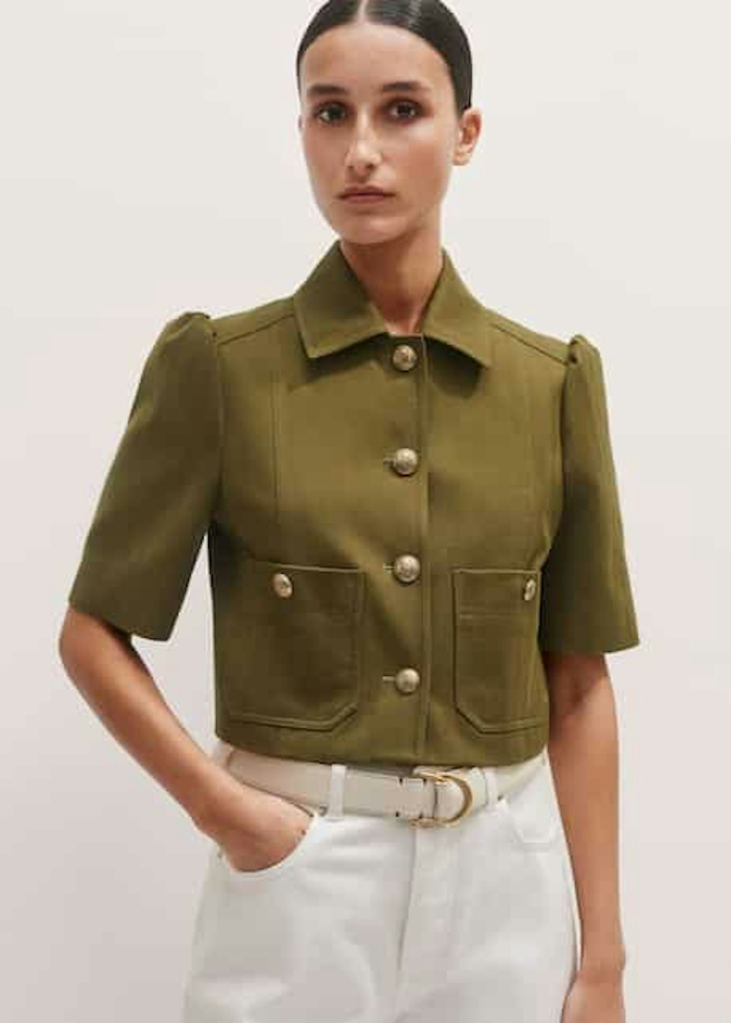 ME+EM Herringbone Cropped Jacket 