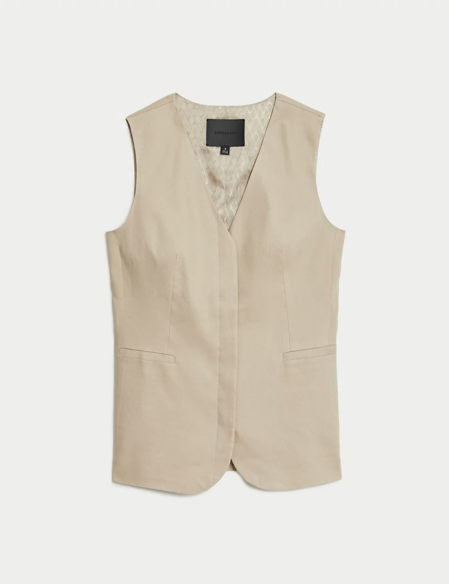 M&S, Linen-Blend Relaxed Longline Waistcoat