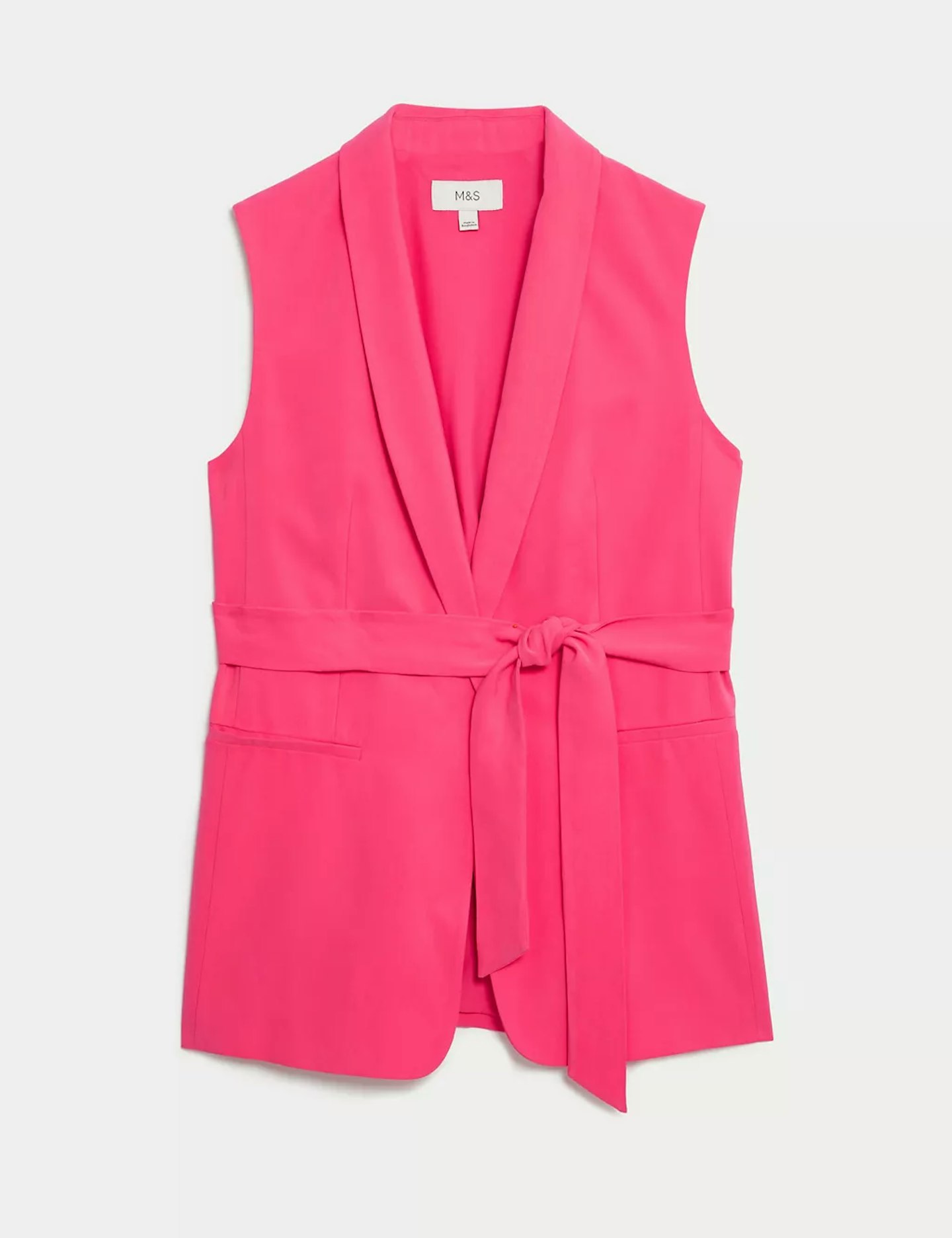 M&S, Satin-Look Belted Longline Waistcoat