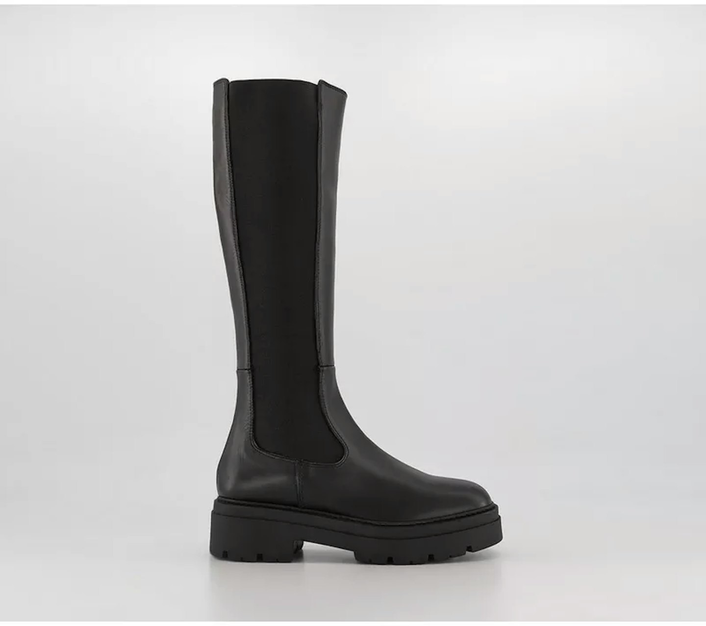 Kamilla Chelsea Knee Boots Black Leather