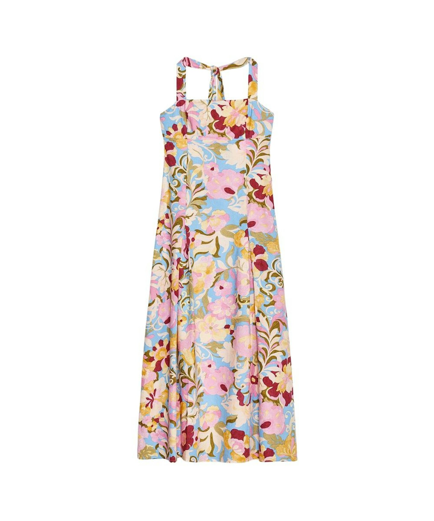 Zara, Printed Linen Blend Midi Dress