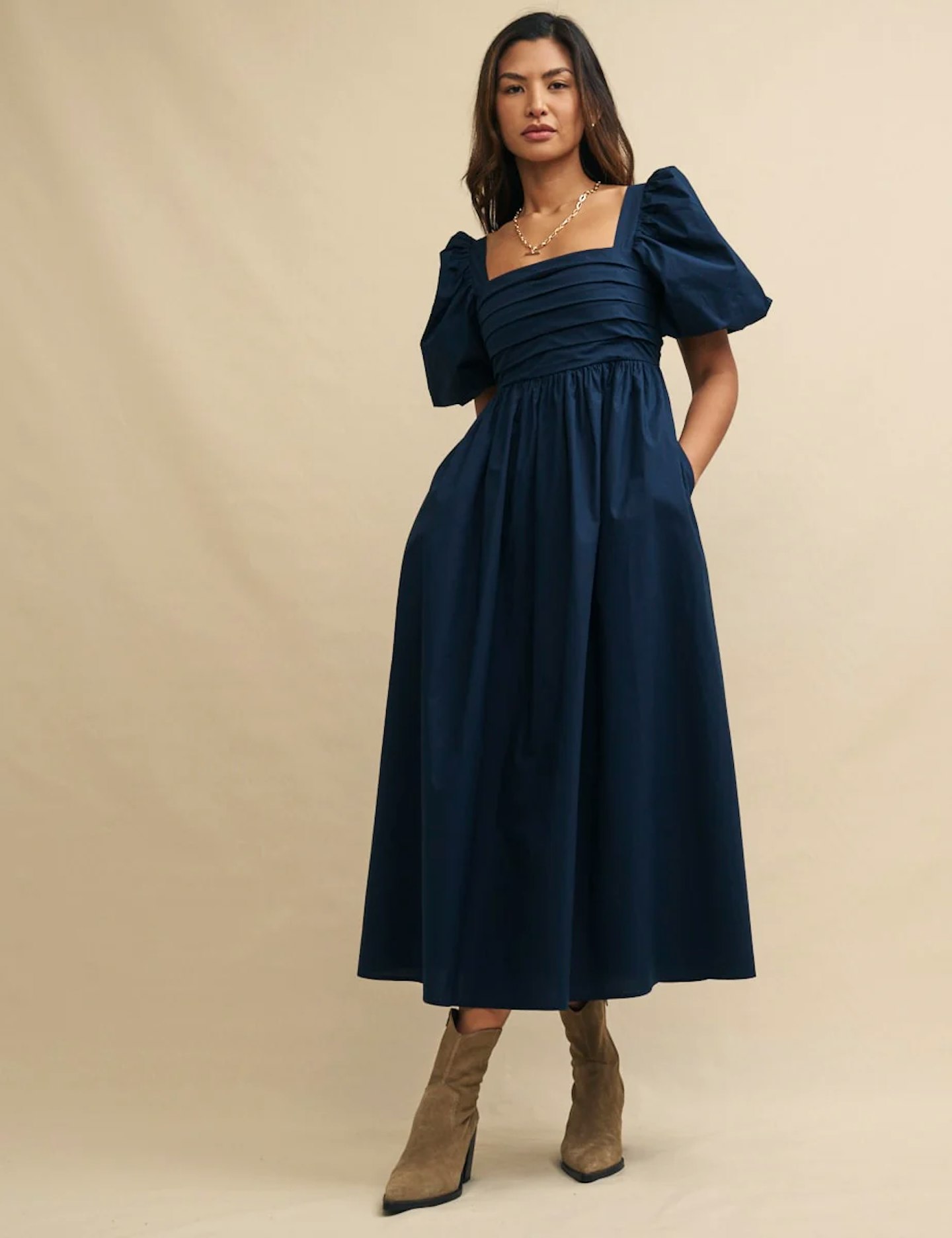 navy midi dress