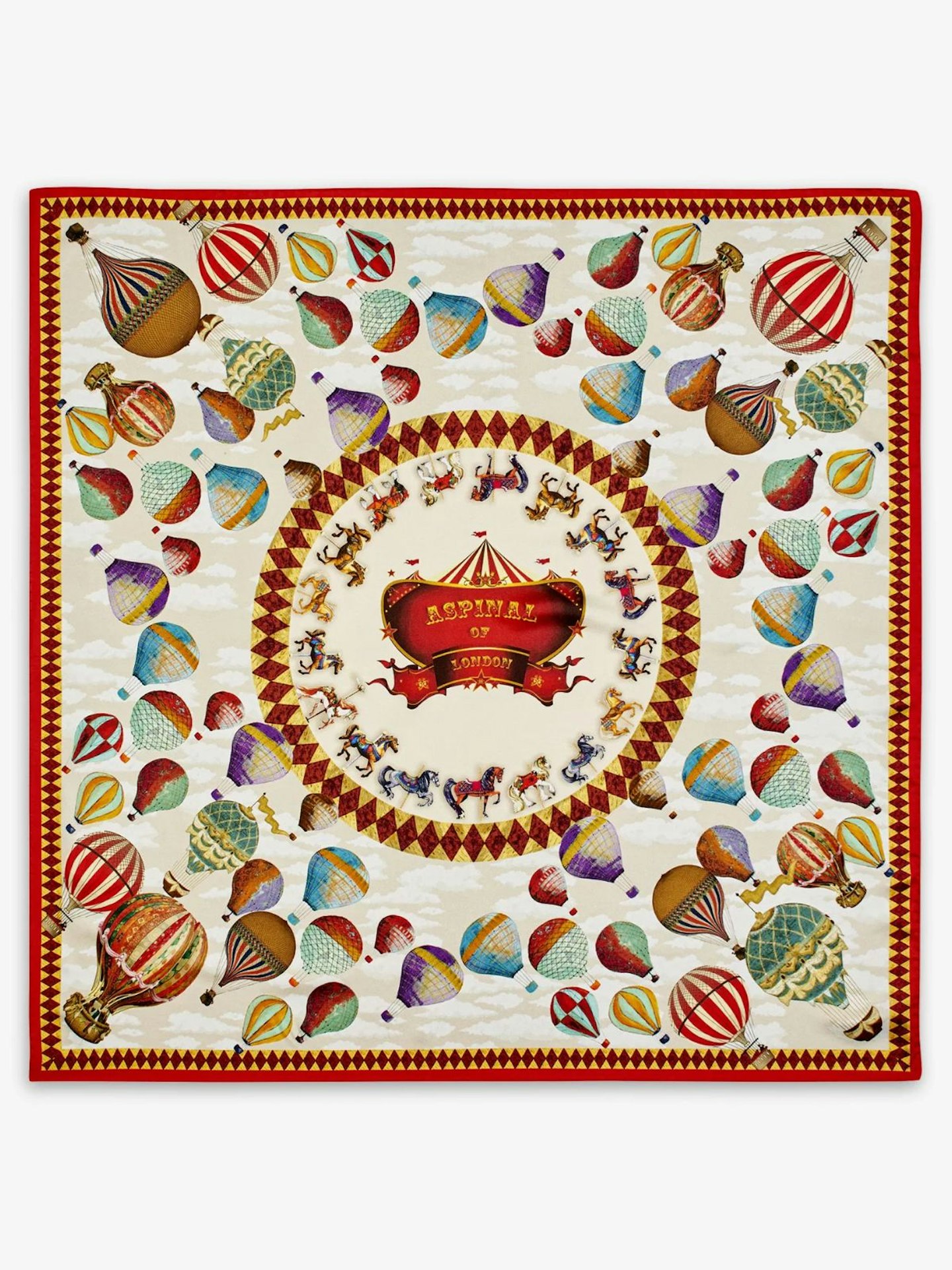 Aspinal Of London Hot Air Balloon Graphic-Print Silk Scarf