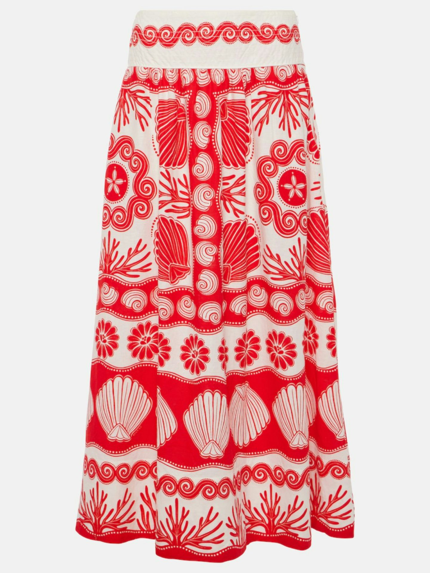 Farm Rio Red Ainika Shell Maxi Skirt