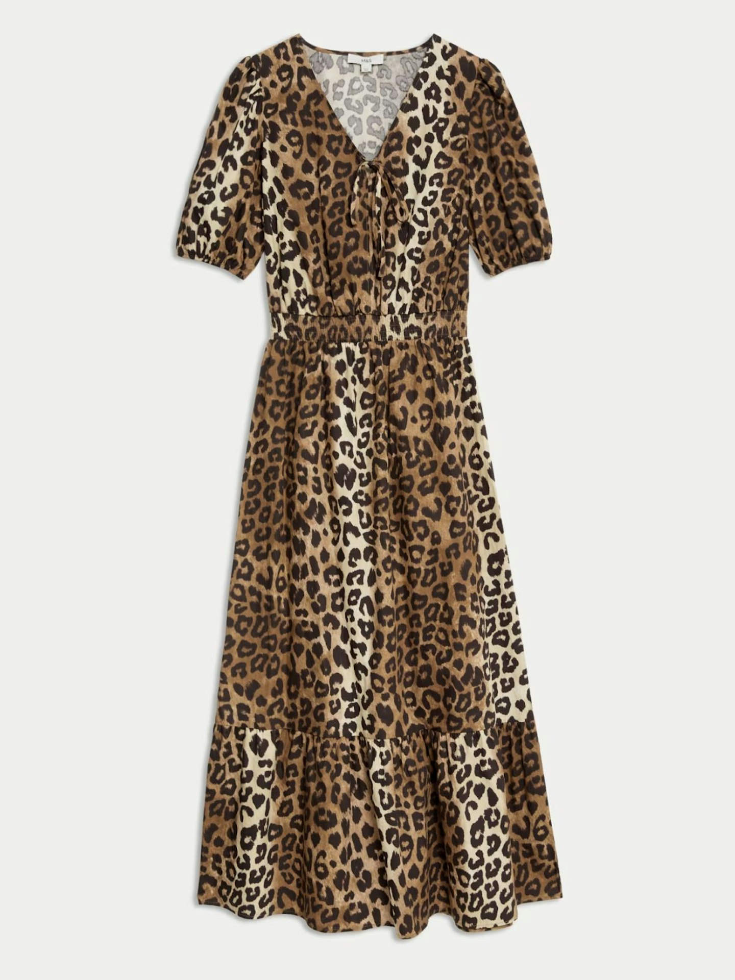 Pure Cotton Animal Print Midaxi Waisted Dress