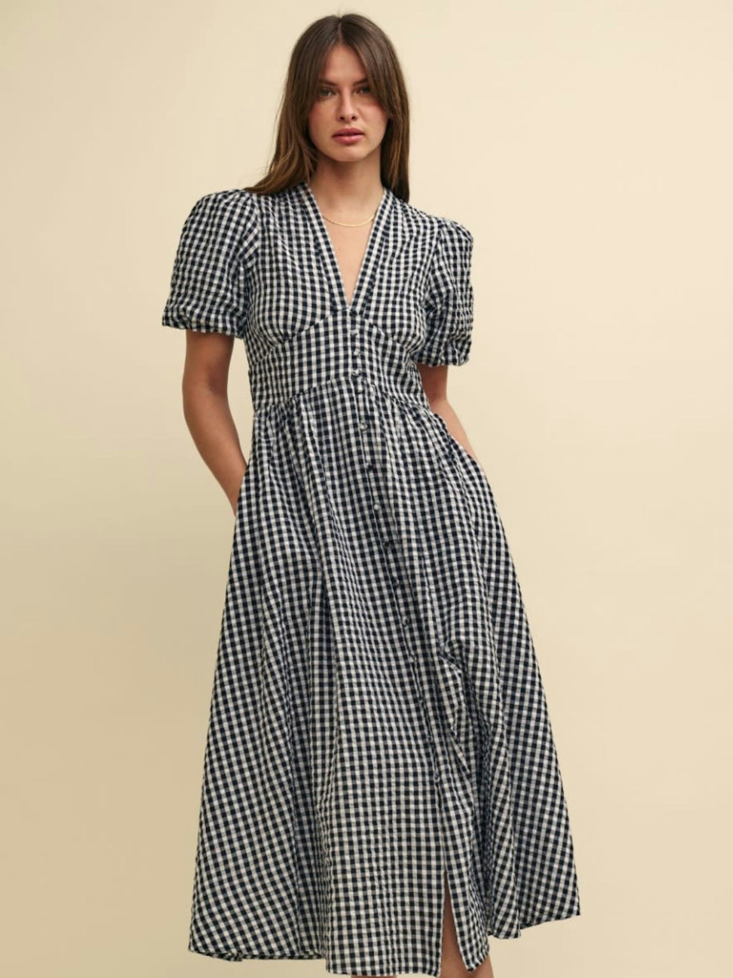 Black Gingham Starlight Midi Dress