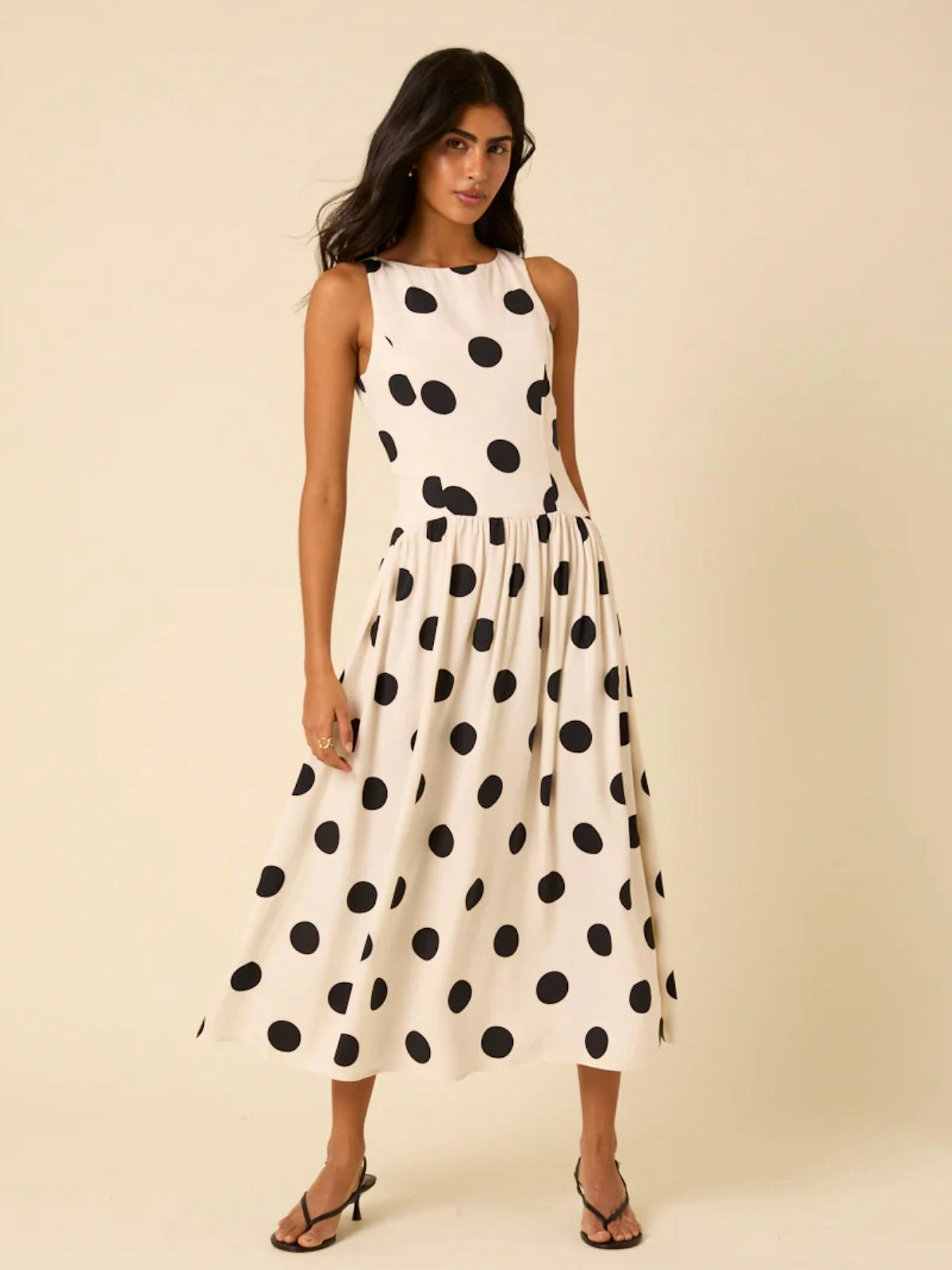 White Polka Dot Kyla Midi Dress