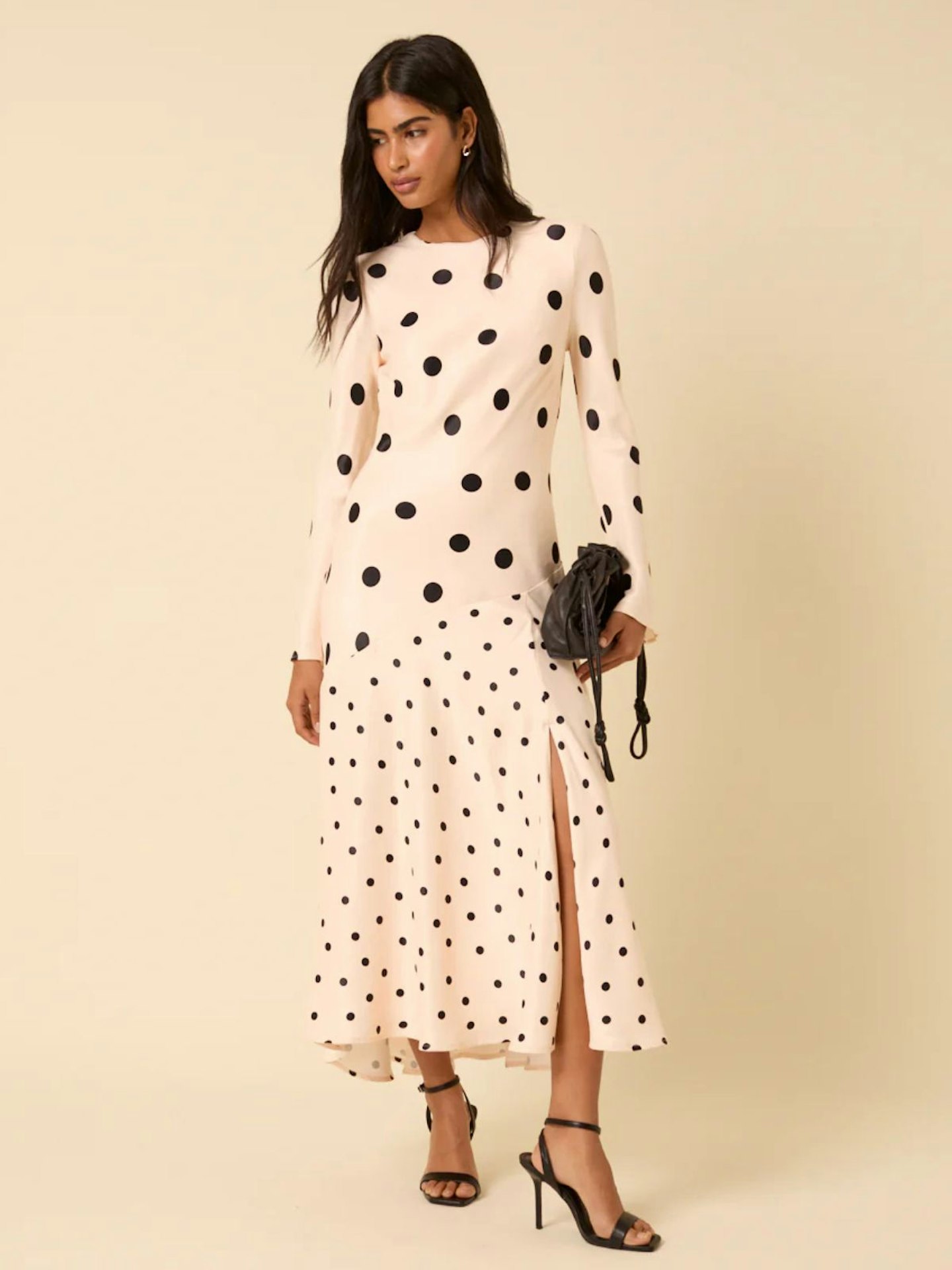 Pale Pink Polka Dot Asymmetrical Alaia Midi Dress