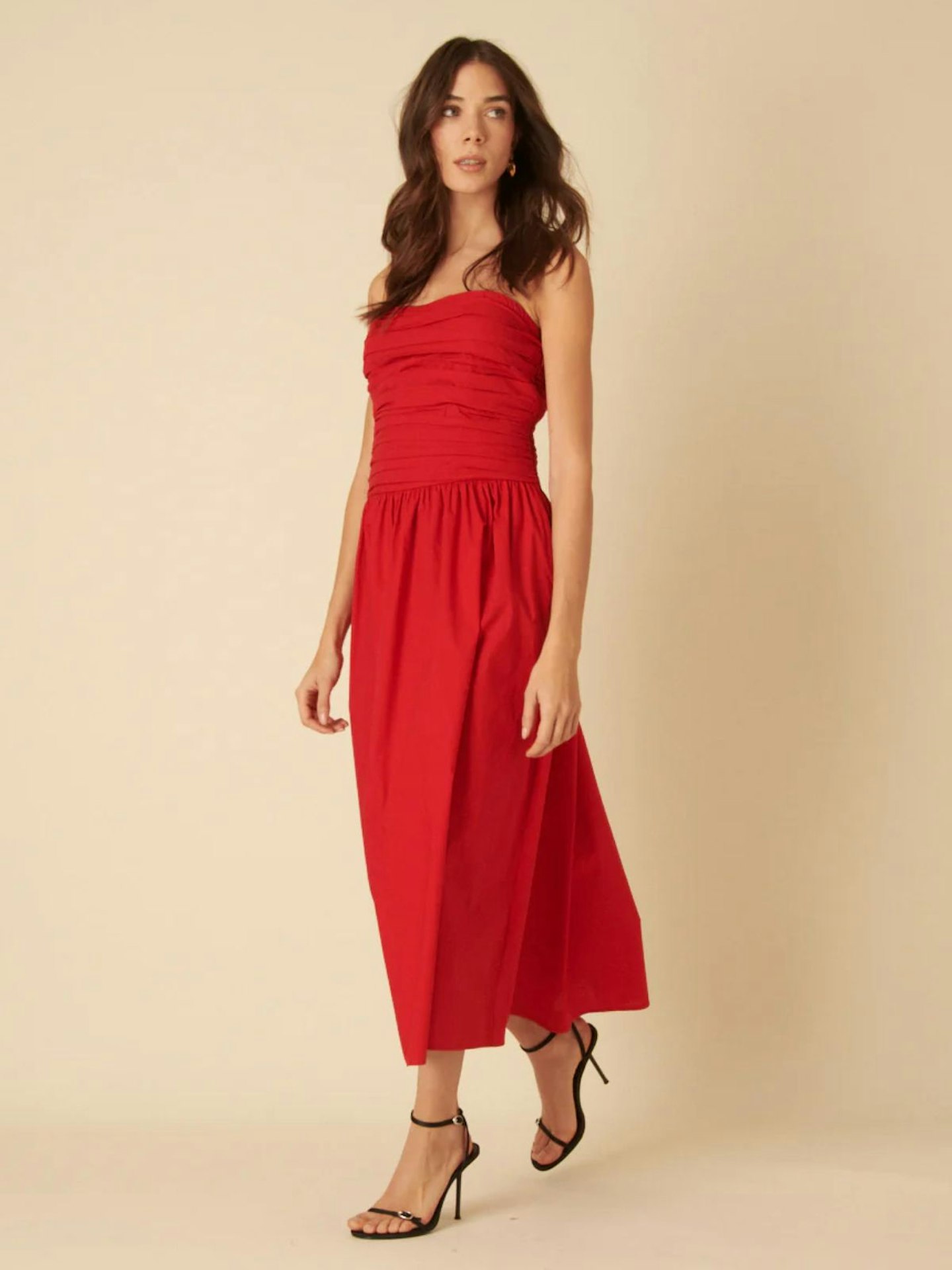 Red Bandeau Felicity Midi Dress