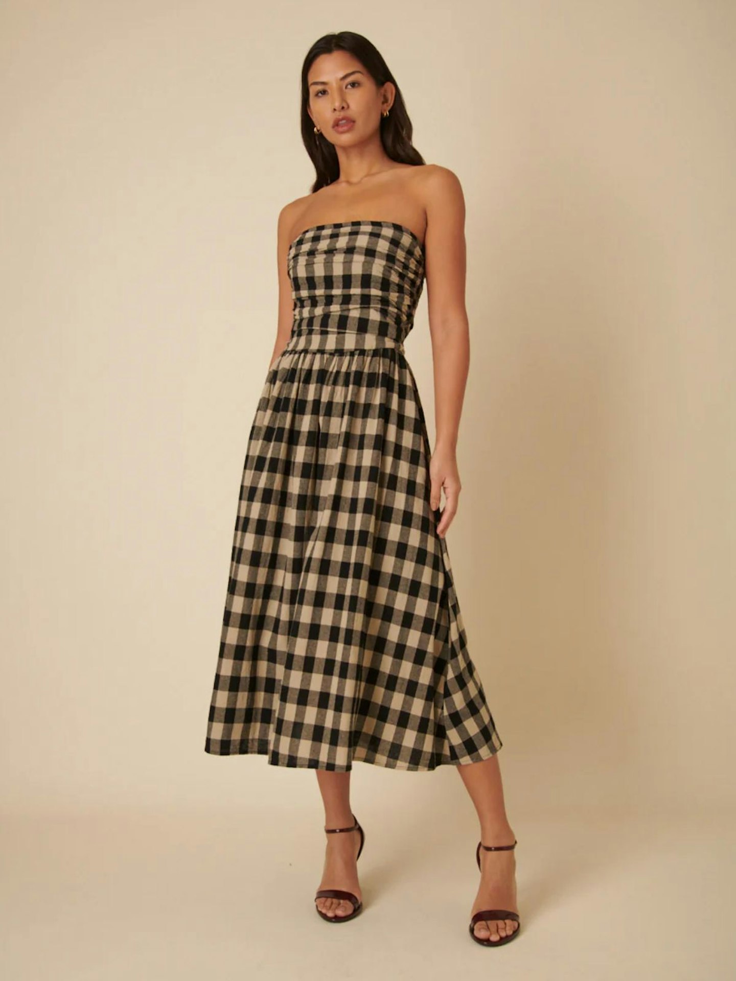 Stone Check Bandeau Felicity Midi Dress