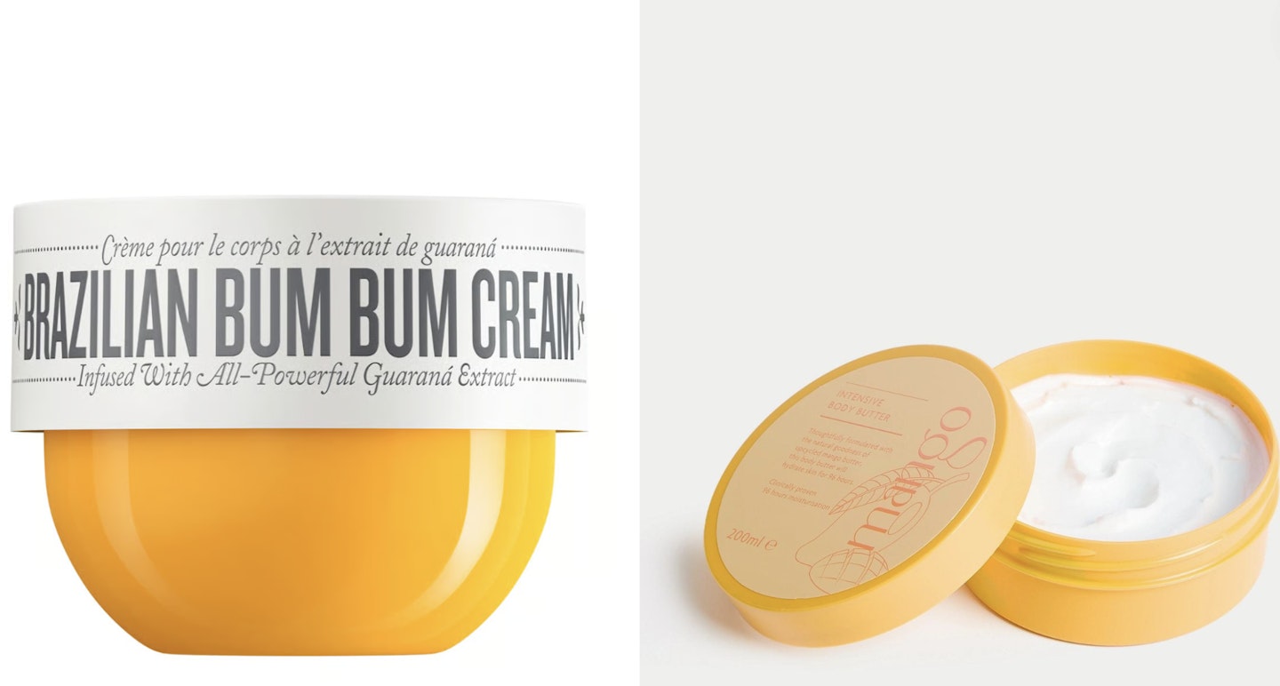 M&S Burst Bodycare Mango Body Butter vs Sol de Janeiro Brazilian Bum Bum Body Cream