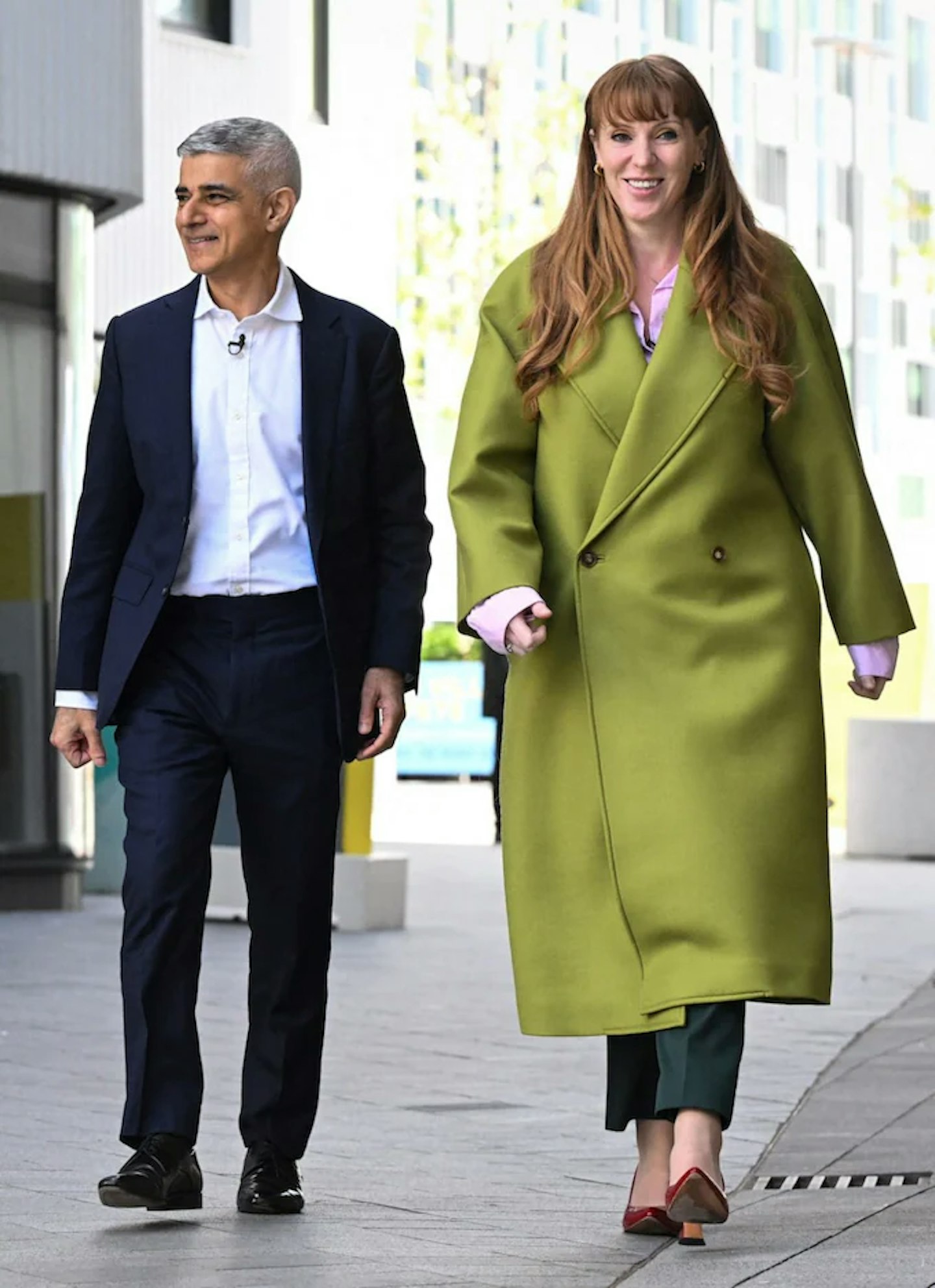 Sadiq Khan with Angela Rayner in a coat by Emilia Wickstead