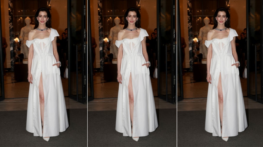 anne hathaway shirt dress gap Anne Hathaway's Gap Gown on Sale for $158