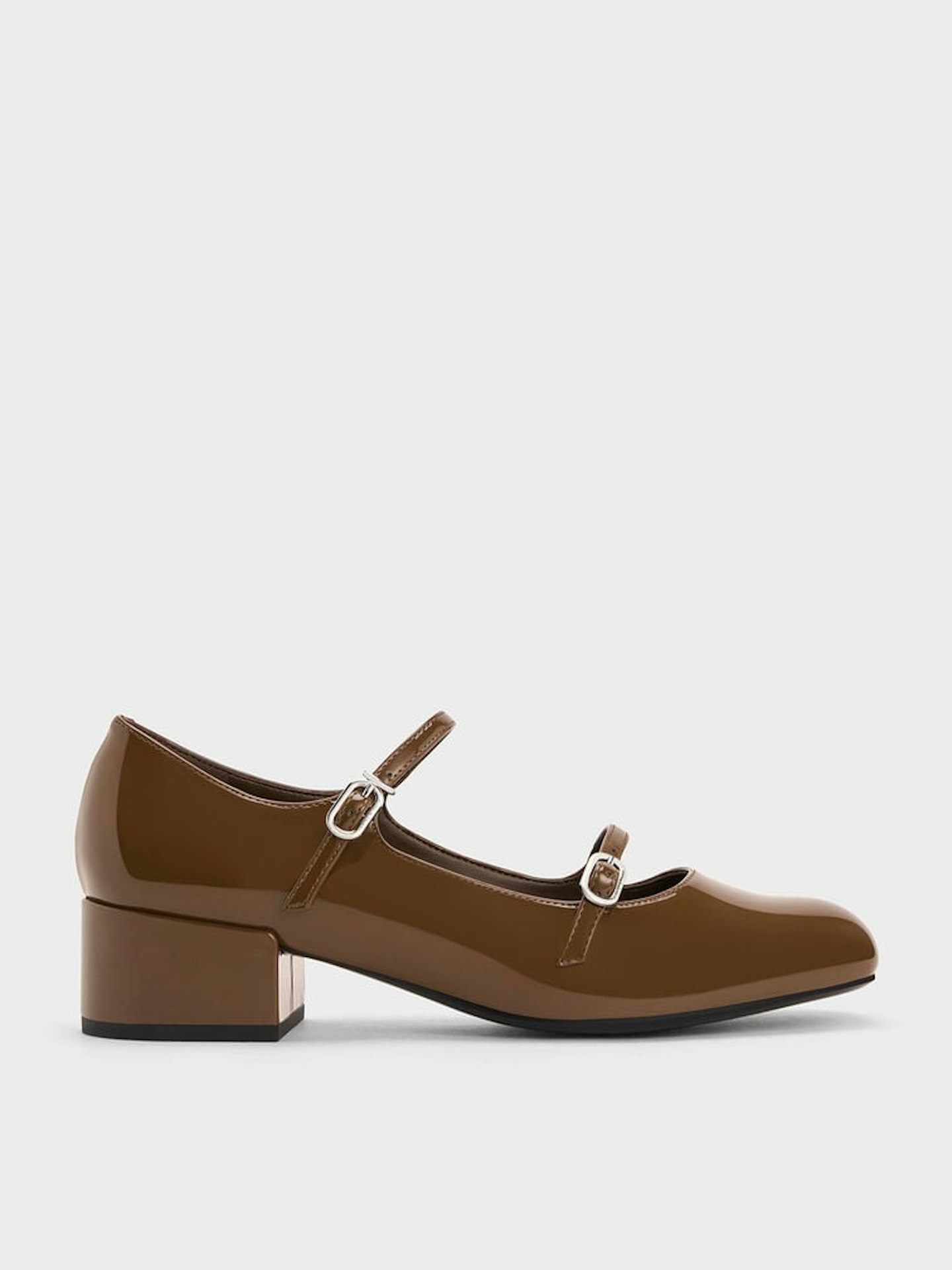 Charles & Keith, Double-Strap Block-Heel Mary Janes