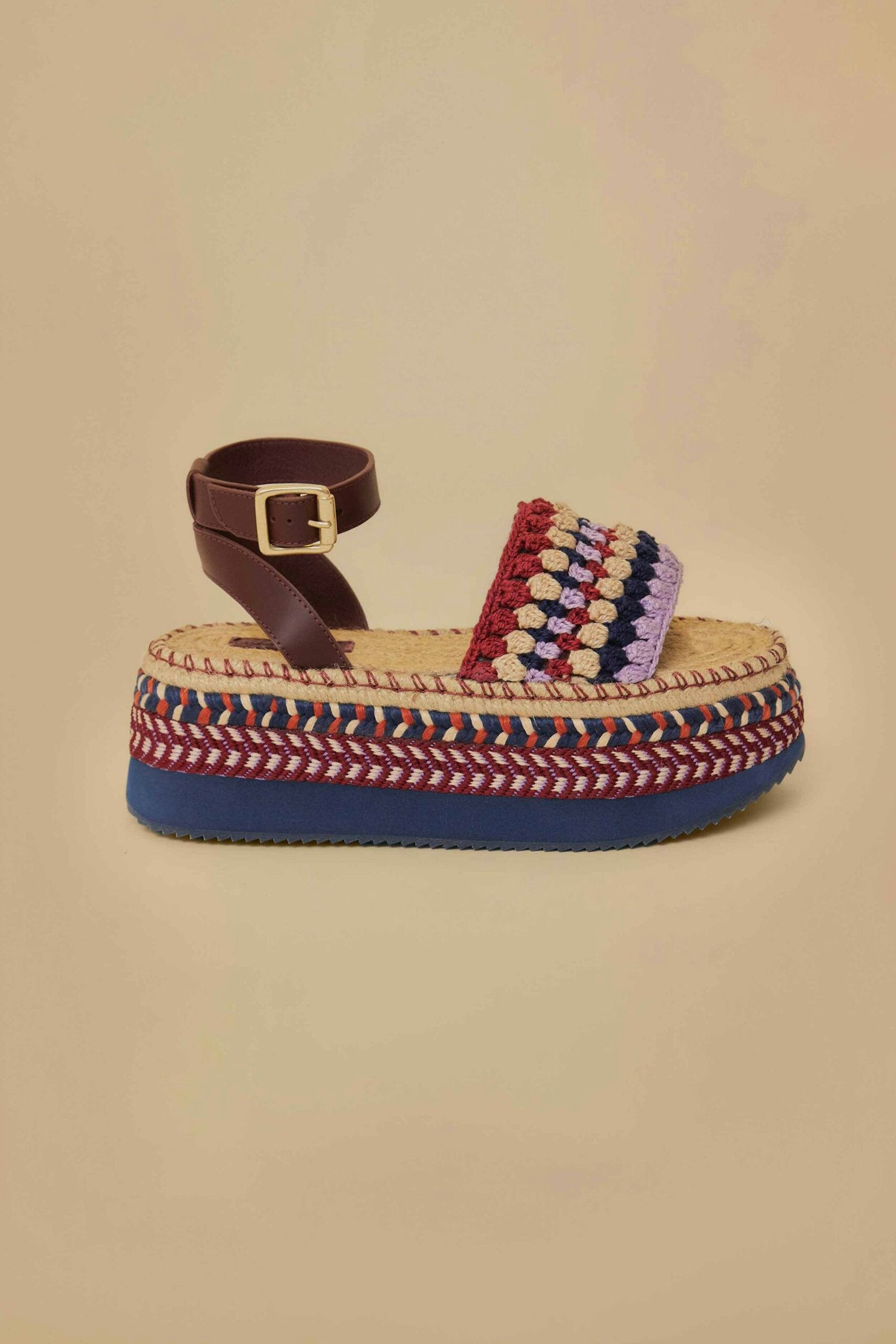 Farm Rio, Marsala Crochet Espadrille Flatform