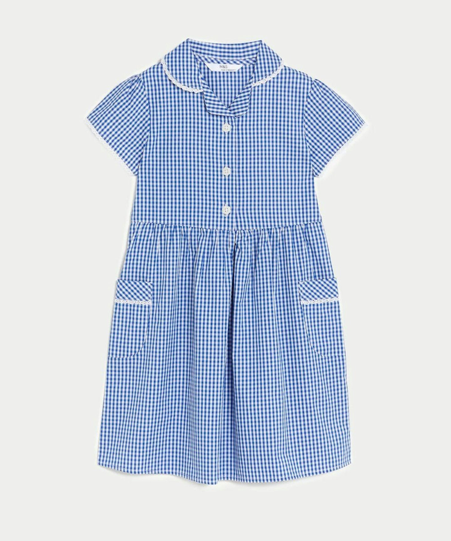 M&S Girls' Pure Cotton Gingham School Dress (2-14 Yrs)